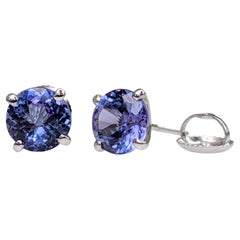 NO RESERVE! 2.79 Carat Tanzanite - 14 kt. White gold - Earrings