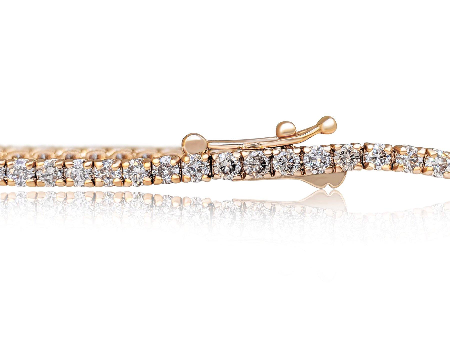 Donna NESSUNA RISERVA!  -  Bracciale Tennis con diamanti E-G da 2,96 carati in oro rosa 14K in vendita