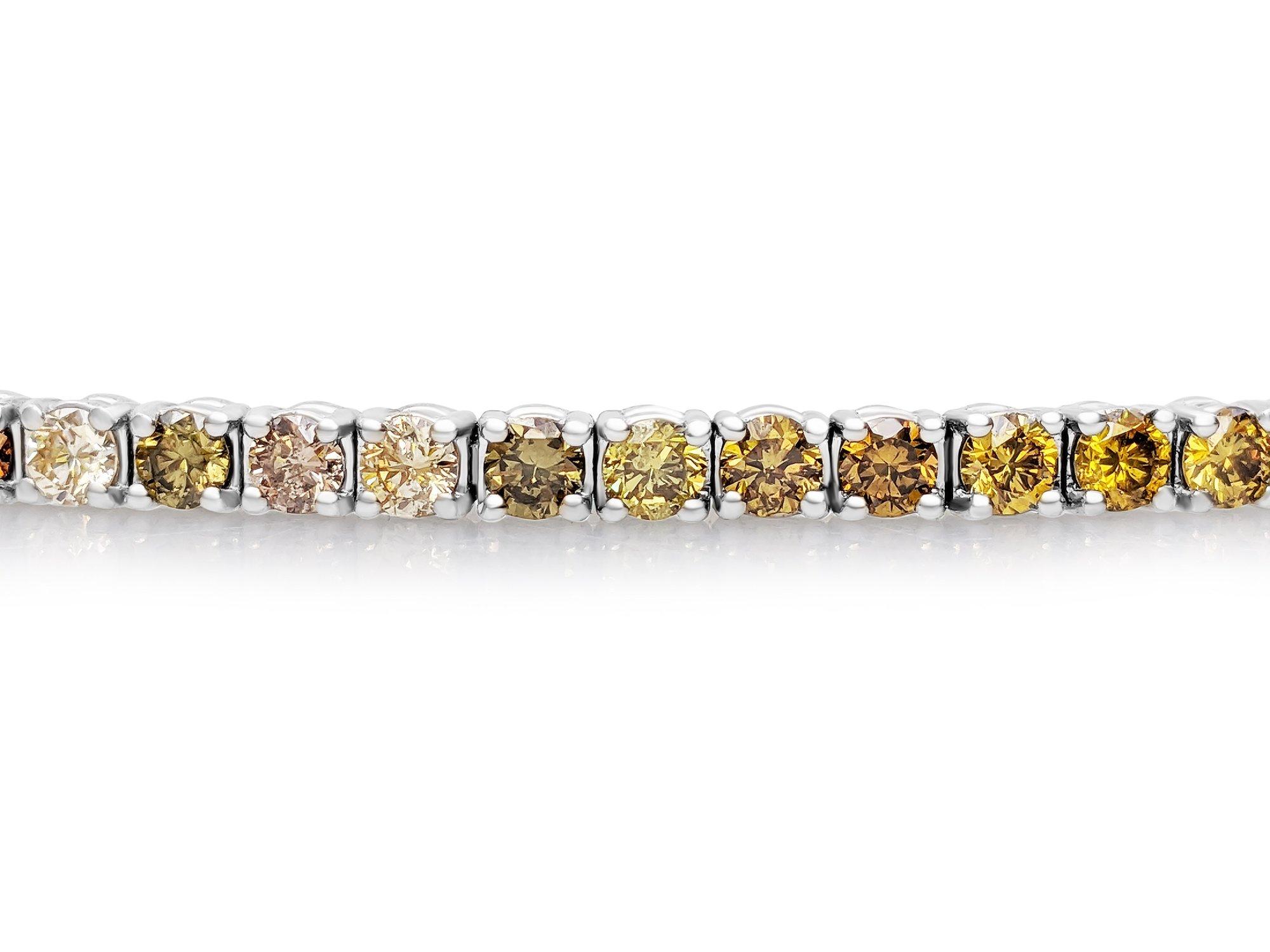 KEINE RESERVE!  2,98 Karat Fancy Color Diamant-Tennis - 14K Weißgold - Armband (Art déco)
