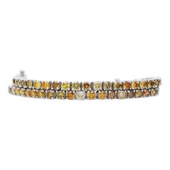 KEINE RESERVE!  2,98 Karat Fancy Color Diamant-Tennis - 14K Weißgold - Armband