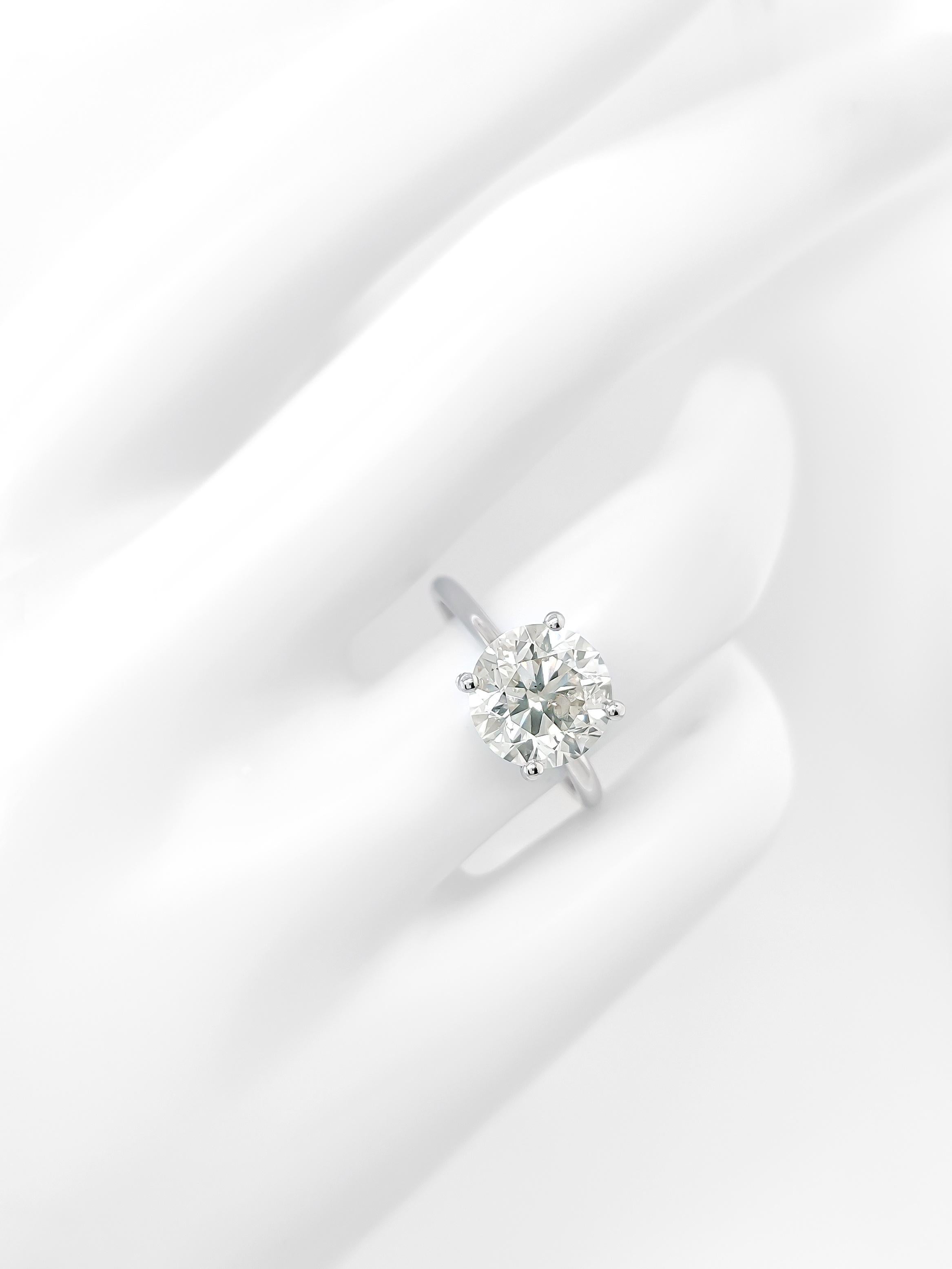 3.07 Carat Round Diamond Engagement Solitaire Ring 14k White Gold 5