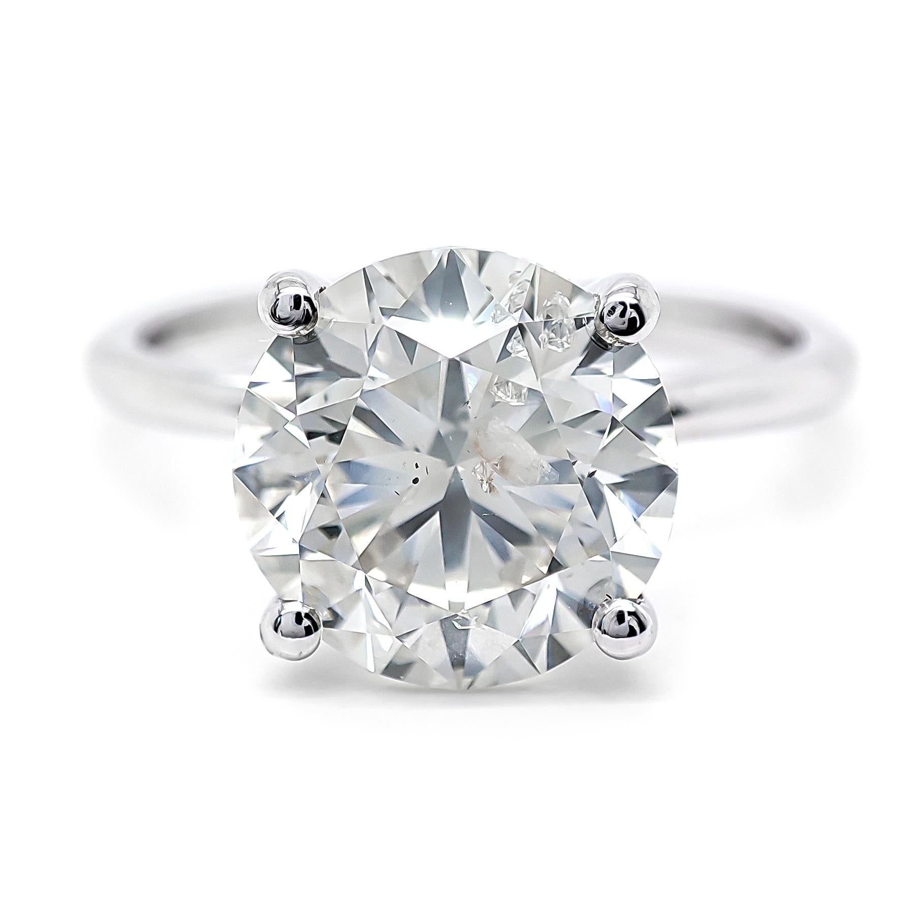 Round Cut 3.07 Carat Round Diamond Engagement Solitaire Ring 14k White Gold