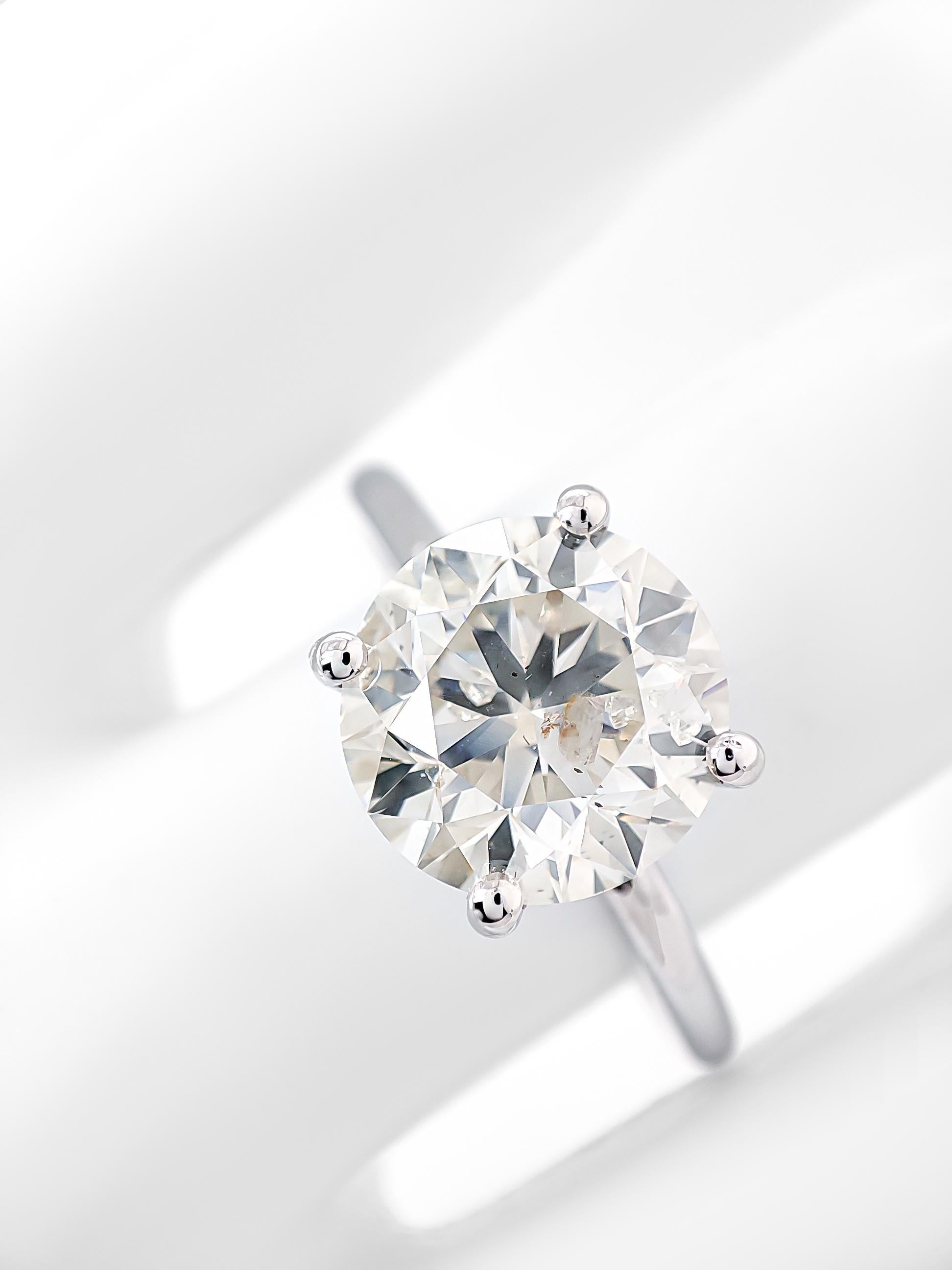 Women's 3.07 Carat Round Diamond Engagement Solitaire Ring 14k White Gold