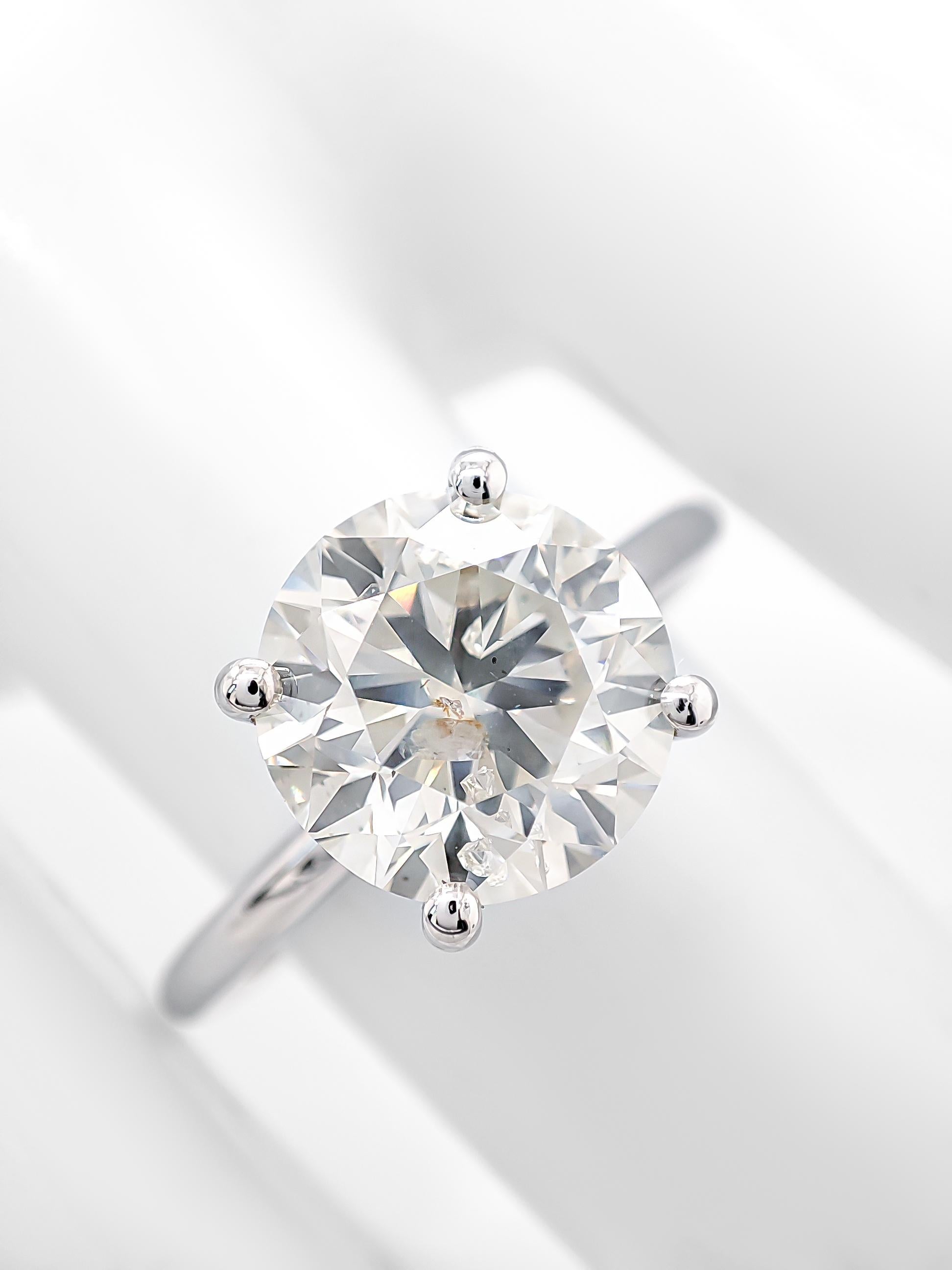 3.07 Carat Round Diamond Engagement Solitaire Ring 14k White Gold 1