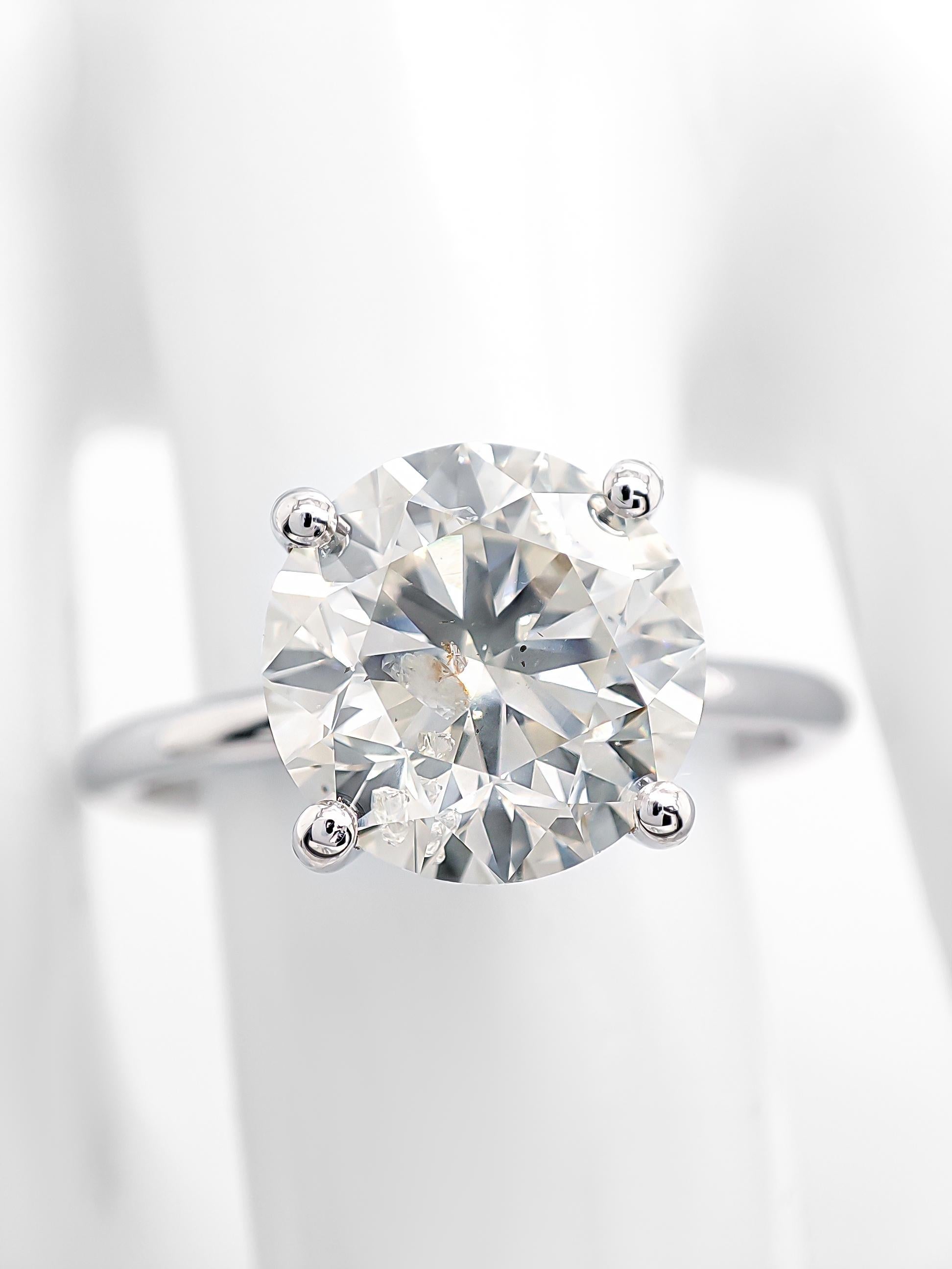 3.07 Carat Round Diamond Engagement Solitaire Ring 14k White Gold 2