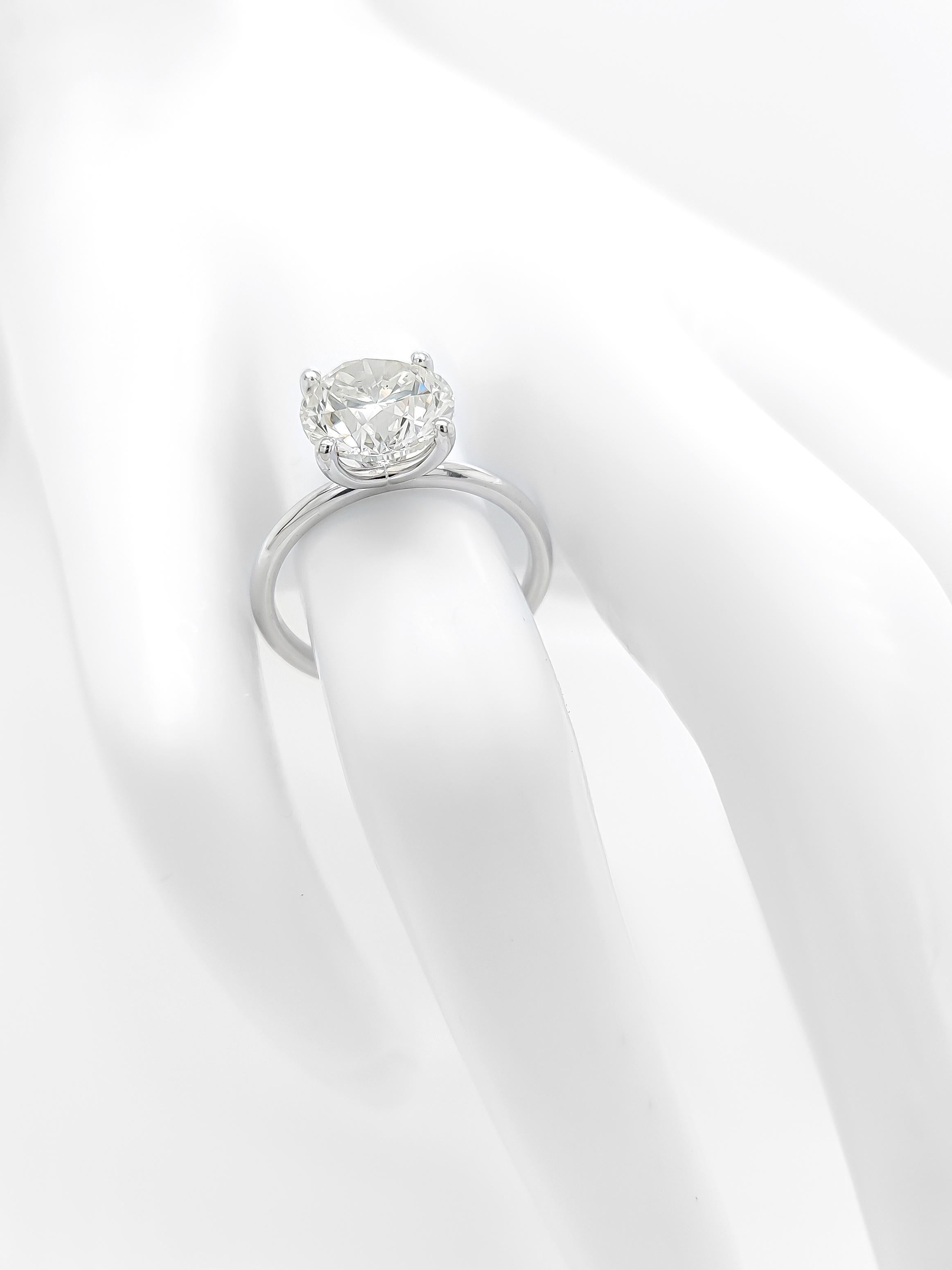 3.07 Carat Round Diamond Engagement Solitaire Ring 14k White Gold 3