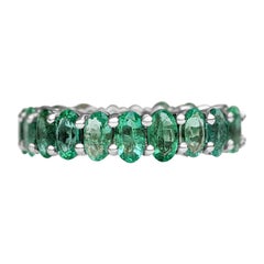 NO RESERVE!  3.23 cttw Natural Emeralds Eternity Band - 14k White Gold - Ring