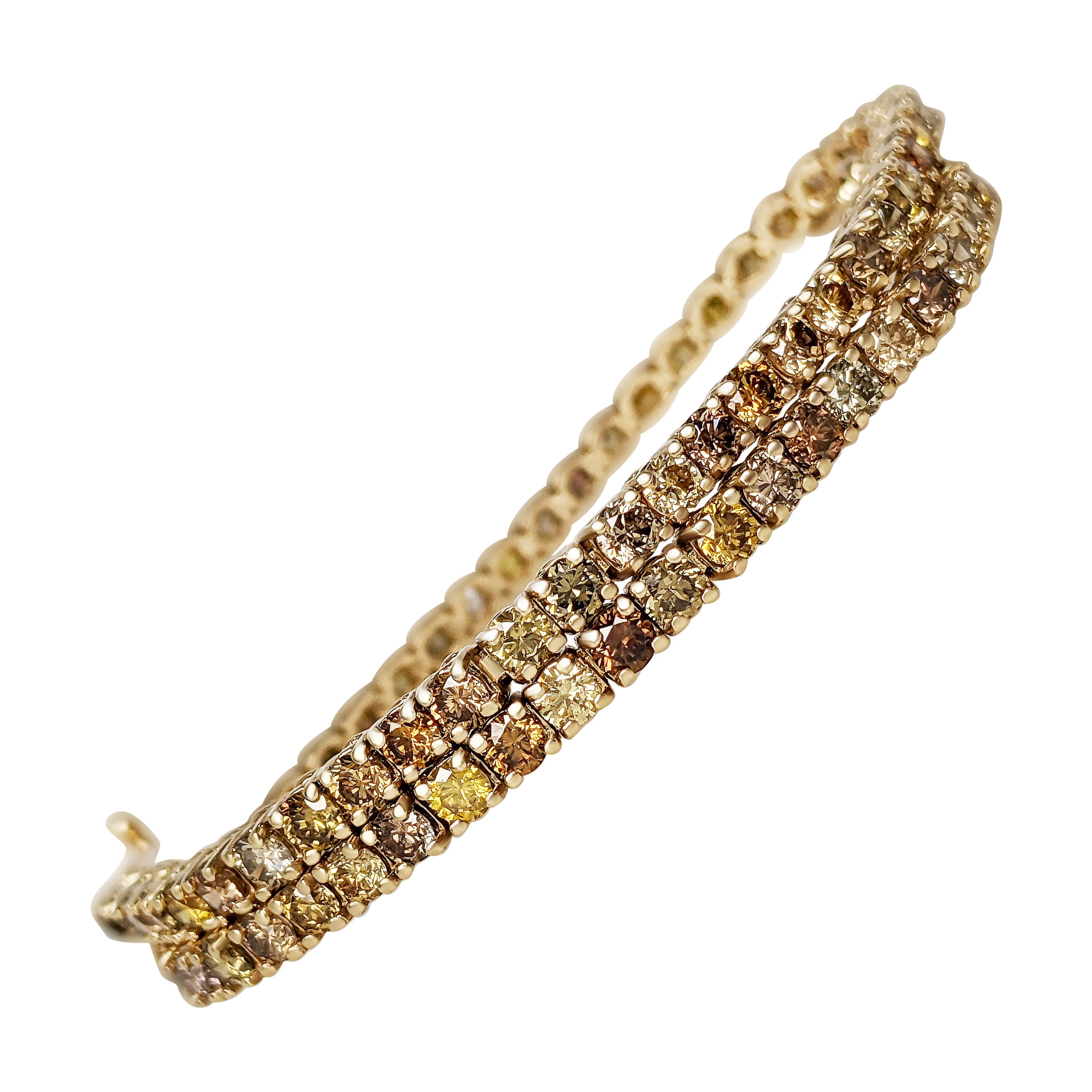 NO RESERVE - 3.31cttw Fancy Diamonds Tennis, 14 Karat Yellow Gold Bracelet