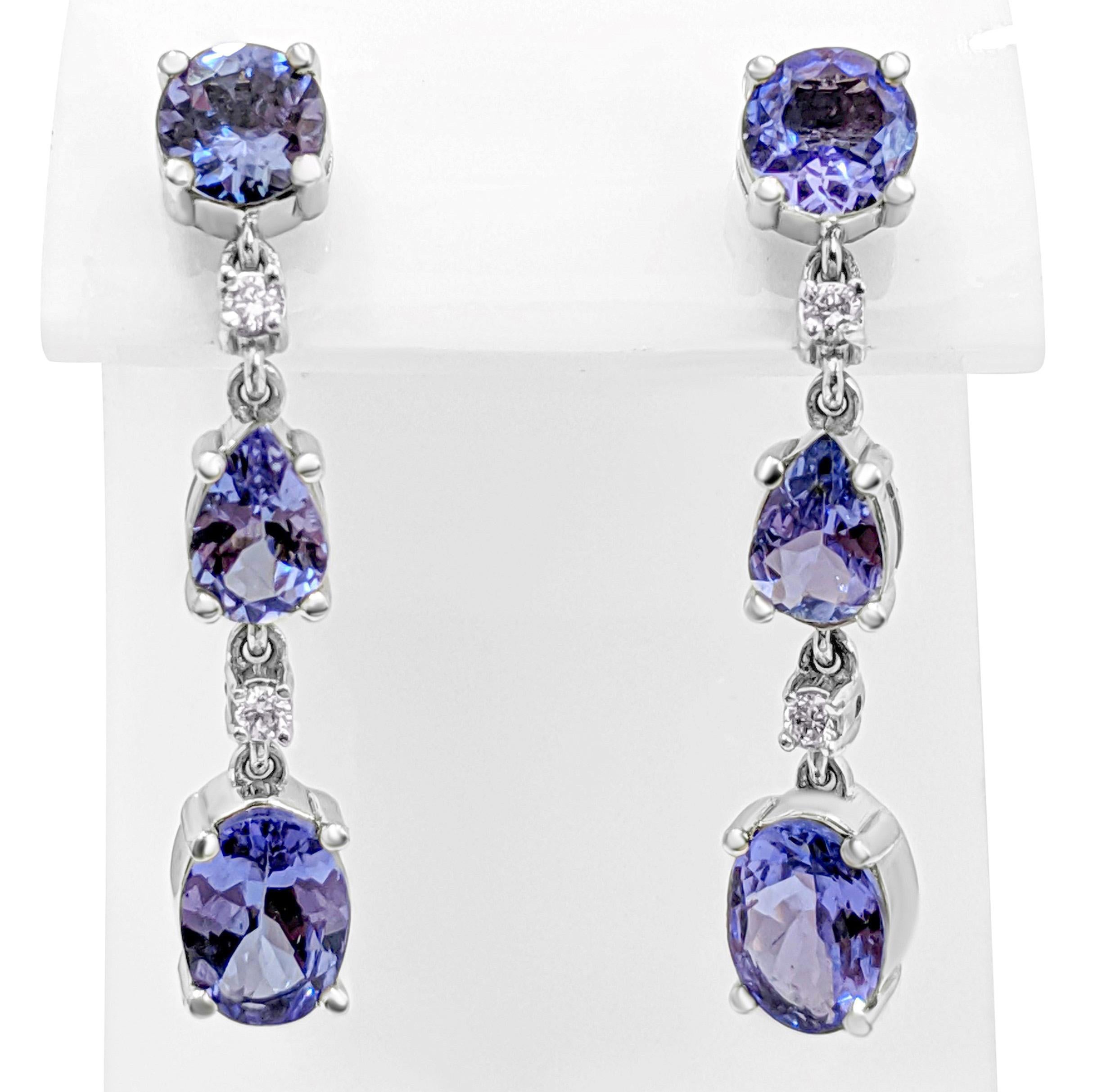 NO RESERVE!  3.33cttw Tanzanite & 0.08 Ct Diamonds - 14k White gold Earrings In New Condition In Ramat Gan, IL