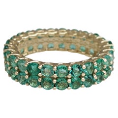 NO RESERVE! 3.50 Carat Emerald Double Eternity Band - 14kt Yellow gold - Ring