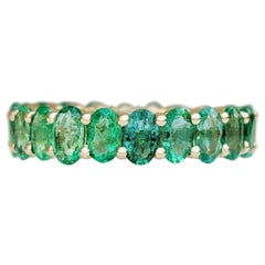 KEINE RESERVE! 3,80 cttw natürliche Smaragde Eternity Band - 14k Gelbgold
