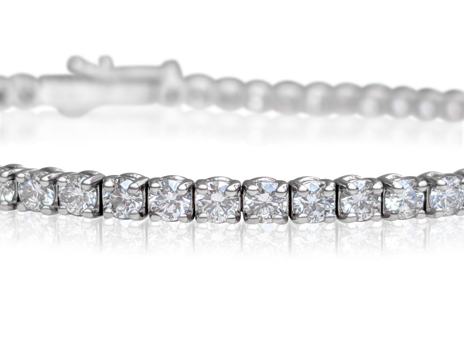 NO RESERVE! 4.10 Carat Diamond Tennis 14K White Gold Bracelet For Sale 1