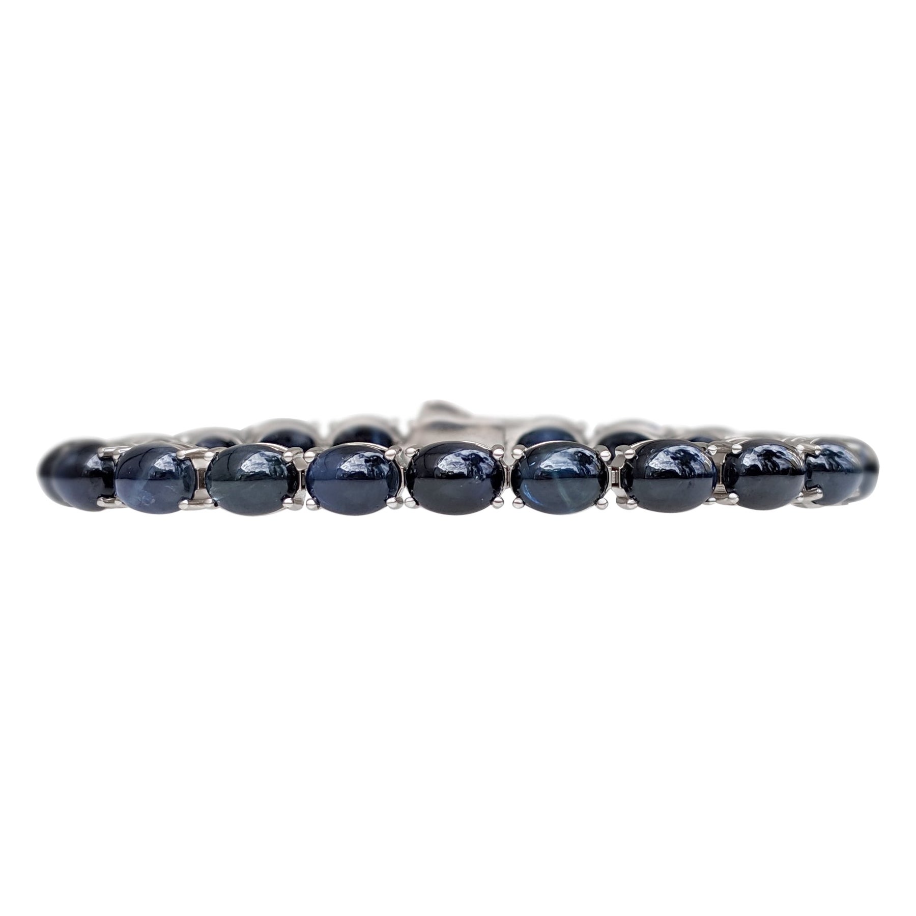 ¡SIN RESERVA! 41.69Ct Zafiro Tenis Riviera - 14kt - Oro blanco - Pulsera