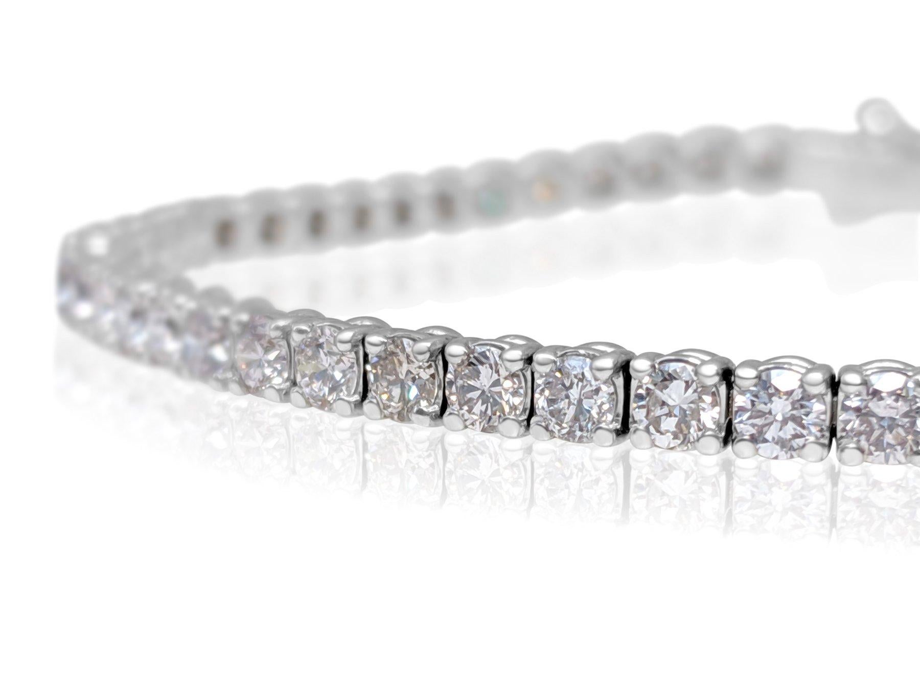 Round Cut NO RESERVE!  -  4.27Ct Fancy Light Pink Diamond Tennis 14K White Gold Bracelet For Sale