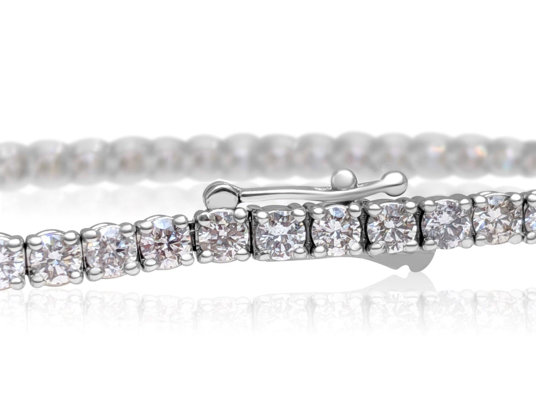 NO RESERVE!  -  4.27Ct Fancy Light Pink Diamond Tennis 14K White Gold Bracelet In New Condition For Sale In Ramat Gan, IL