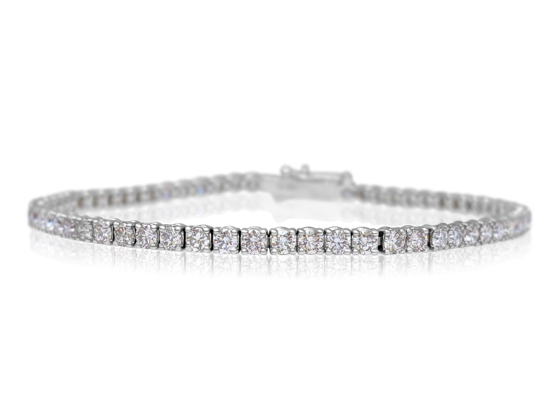 NO RESERVE!  -  4.27Ct Fancy Light Pink Diamond Tennis 14K White Gold Bracelet For Sale 1