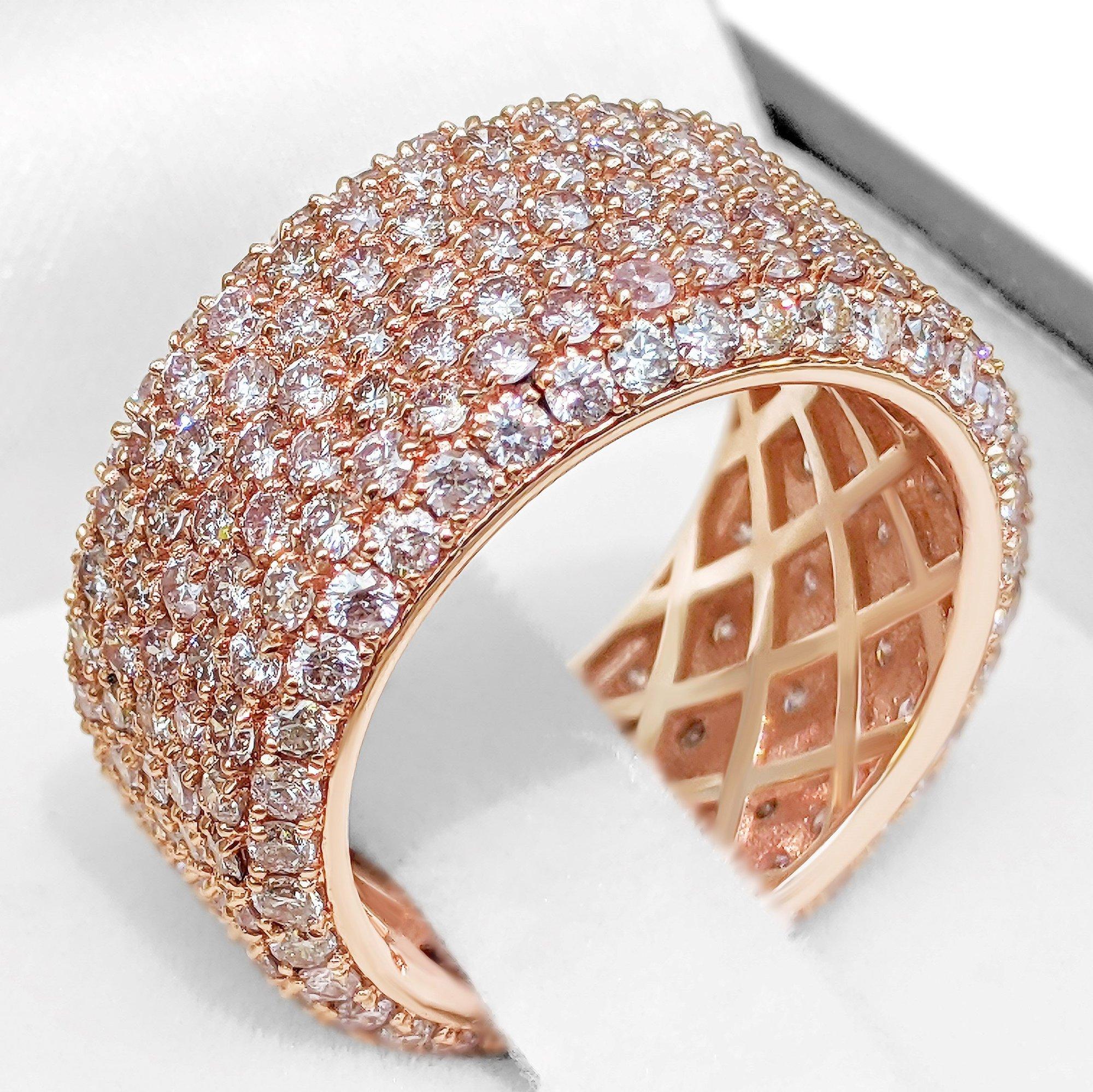 NO RESERVE!  -  4.30 Carat Fancy Pink Diamonds Eternity Band 14K Pink Gold In New Condition In Ramat Gan, IL