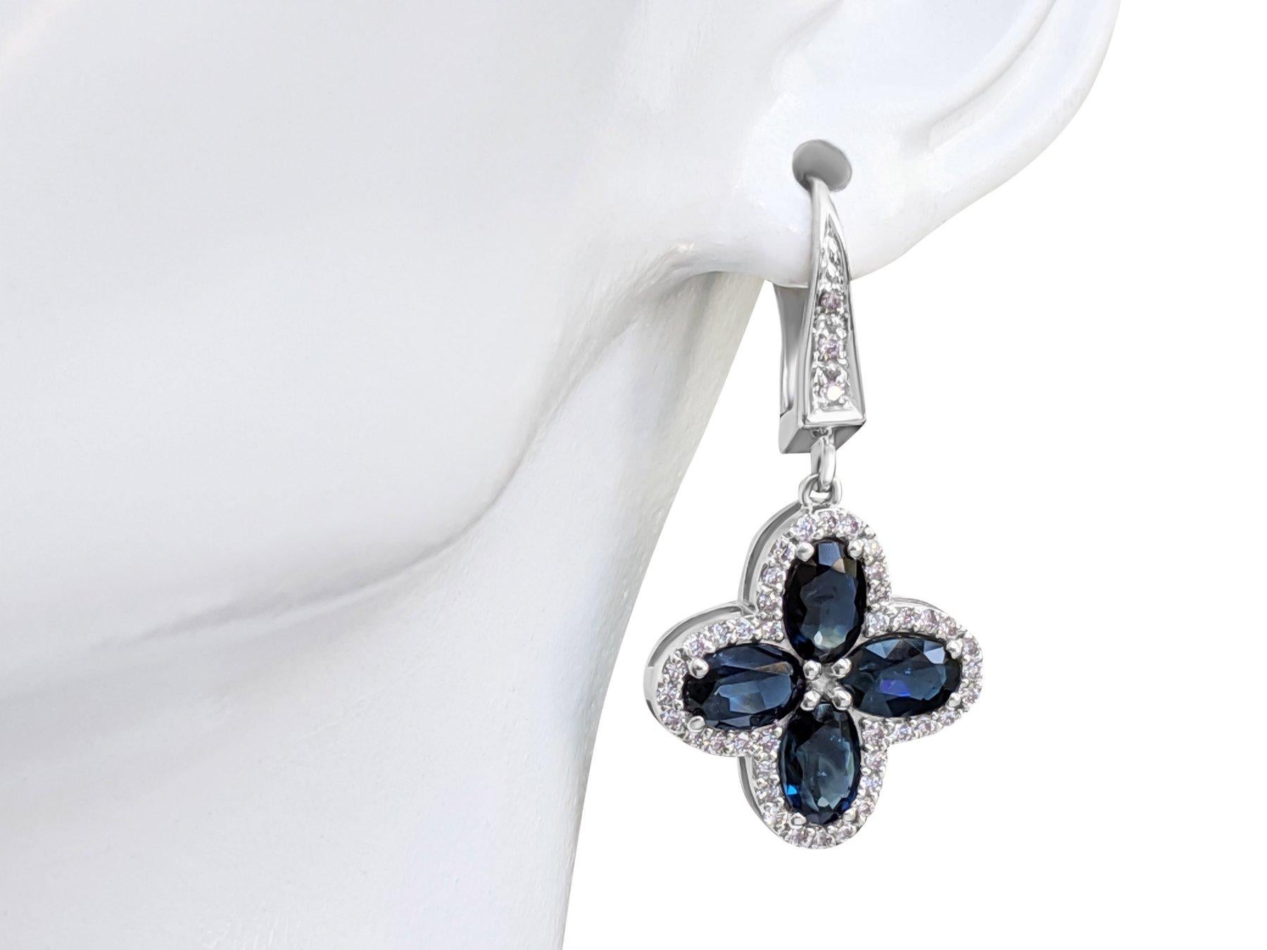 Center Sapphires:
Weight: 4.30 cttw / 8 stones
Color: Blue
Shape: Oval Mixed
Heated

Side Stone Diamonds:
Weight: 0.50 tcw
Color: Colorless (E - F)
Clarity: VS
Shape: Round Brilliant

Dimensions:
Size: 3 cm

VAT and TAXES:

Please be aware that your