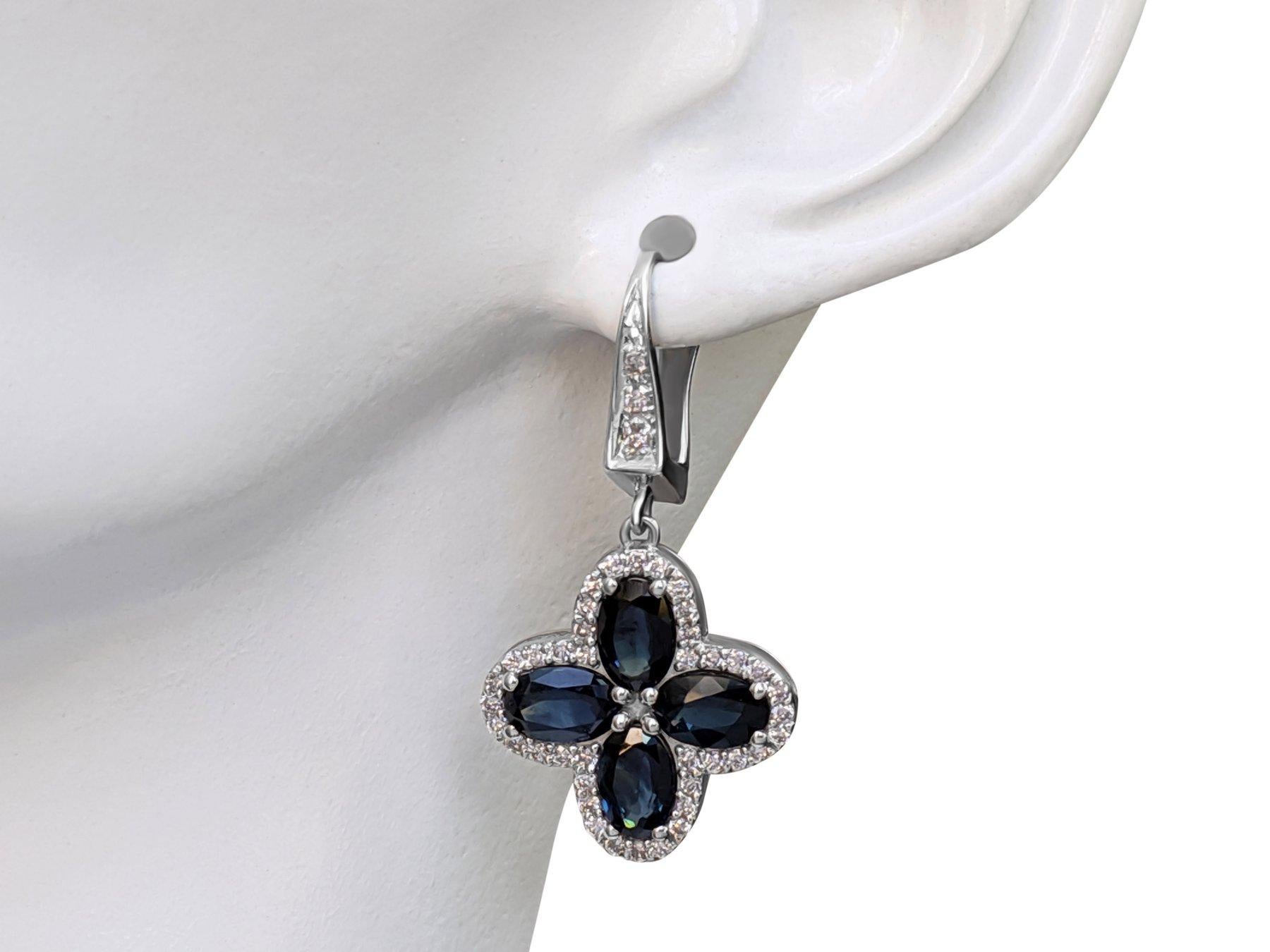 NO RESERVE!  4.30Ct Sapphire & 0.50 Pink Diamonds - 14K White Gold Earrings For Sale 1