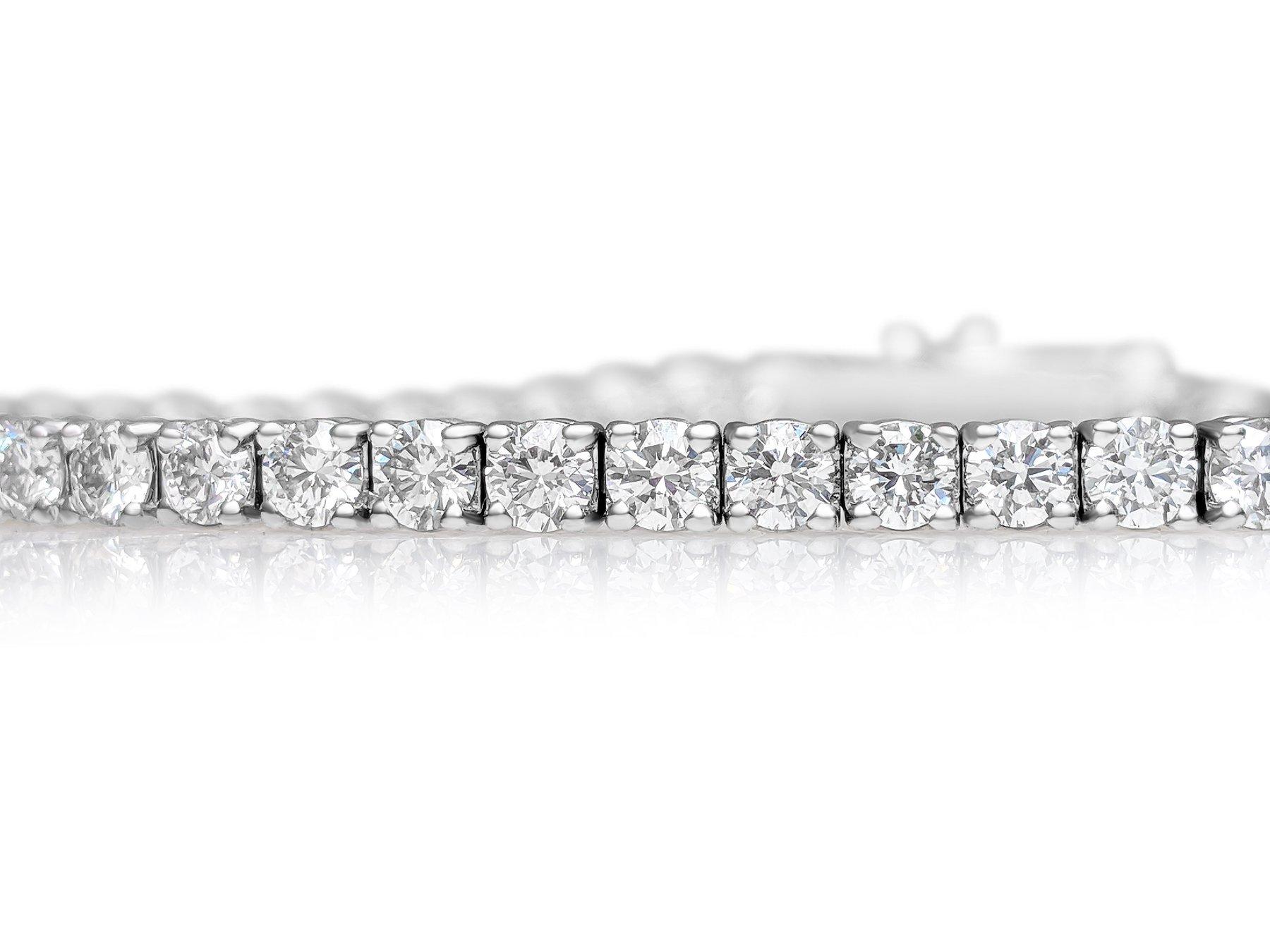 Taille ronde NOTRE RÉSERVATION ! Bracelet tennis en or blanc 14 carats avec diamants de 4,48 carats en vente