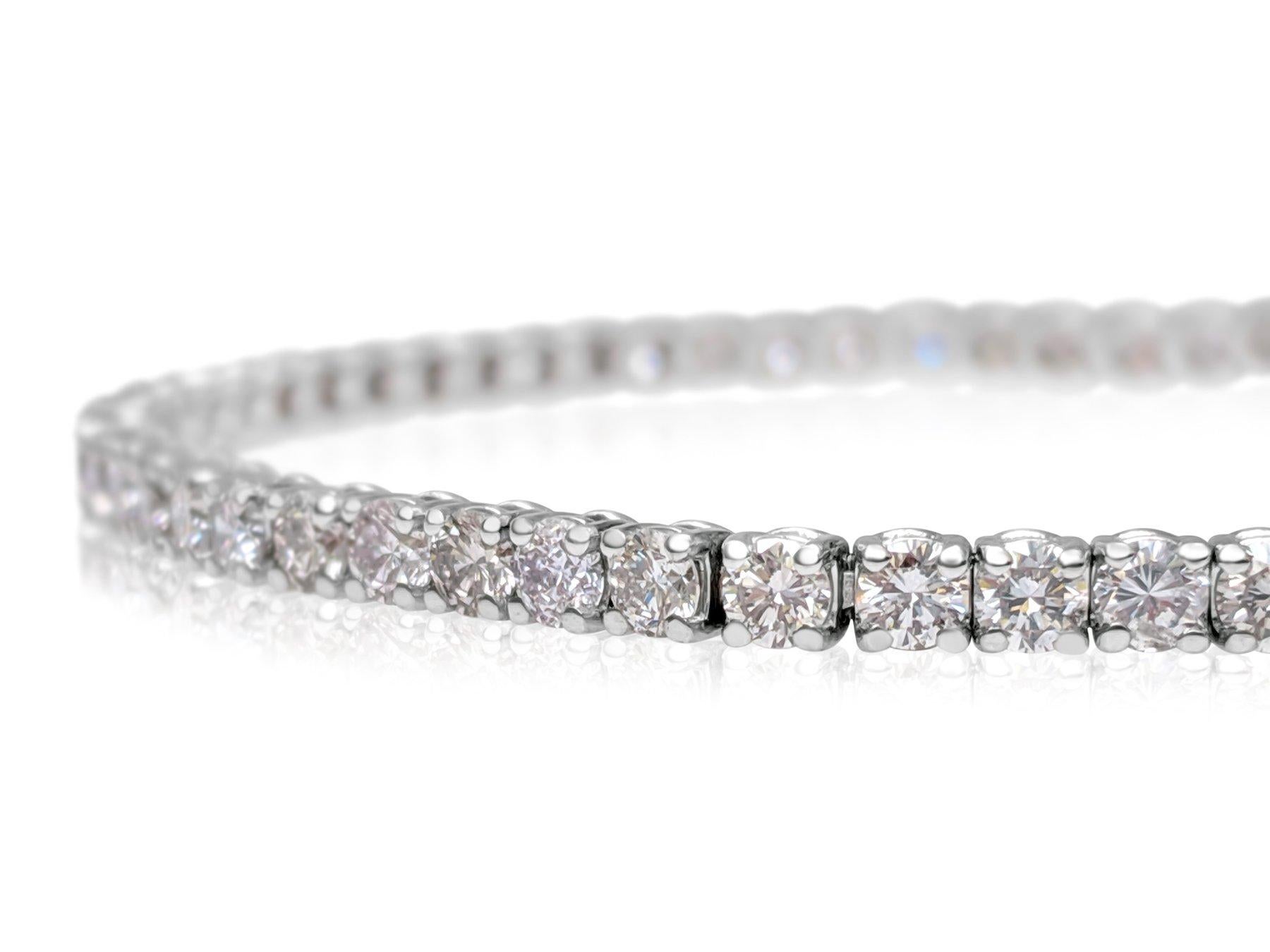 NESSUNA RISERVA! - Bracciale Tennis in oro bianco 14K con diamanti rosa da 4,50 carati in vendita 1