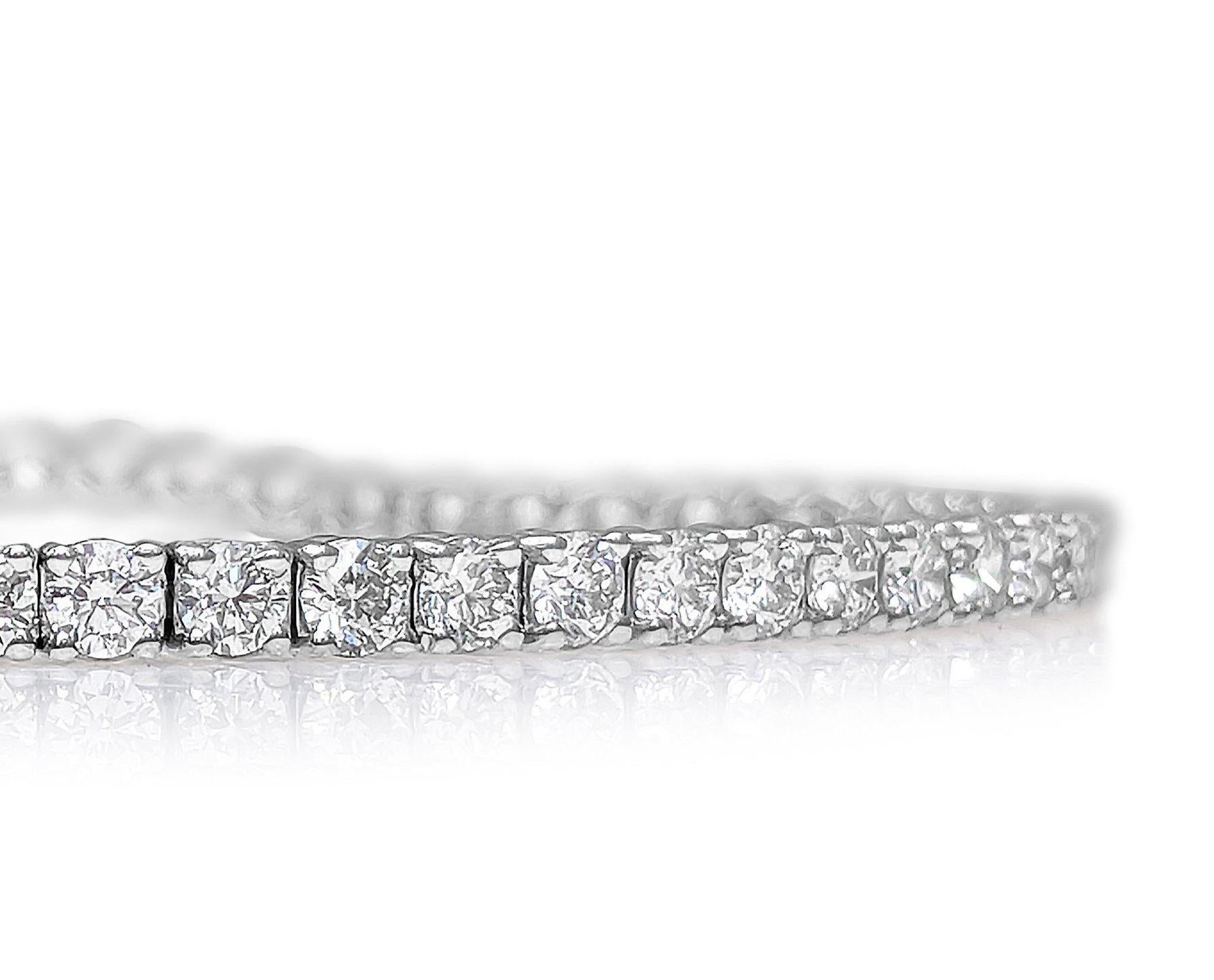 Art Déco NESSUNA RISERVA! Bracciale Tennis con diamanti da 4,60 carati in oro bianco 14K in vendita
