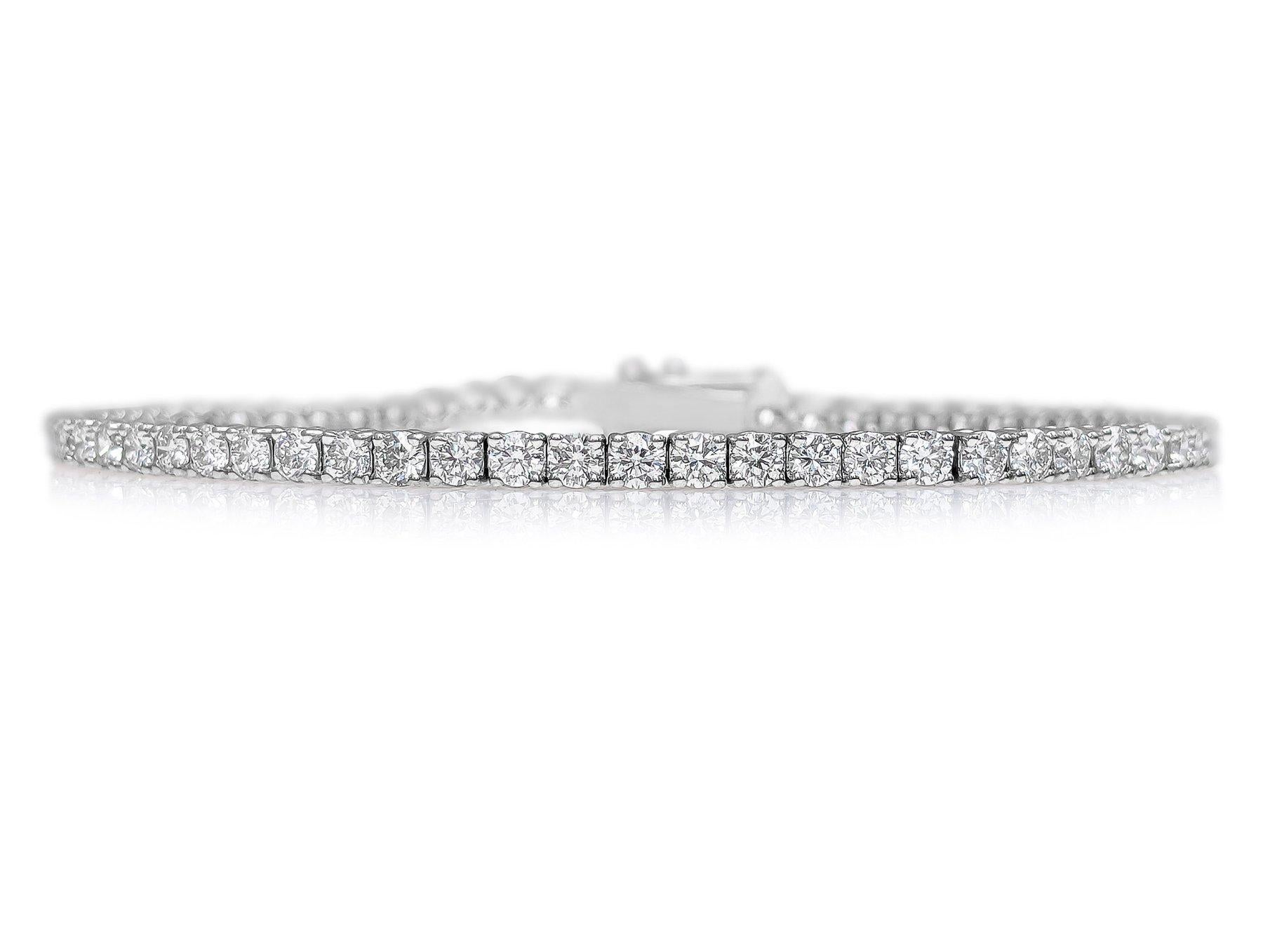 NESSUNA RISERVA! Bracciale Tennis con diamanti da 4,60 carati in oro bianco 14K In condizioni Nuovo in vendita a Ramat Gan, IL