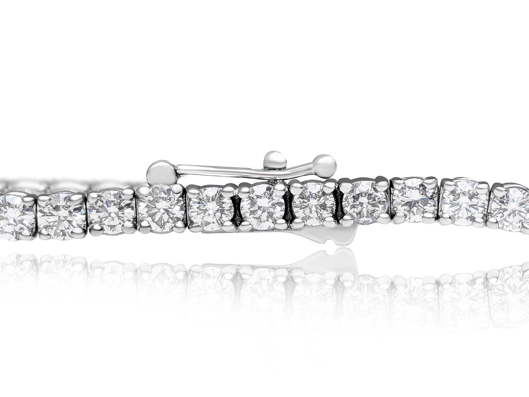 Donna NESSUNA RISERVA! Bracciale Tennis con diamanti da 4,60 carati in oro bianco 14K in vendita