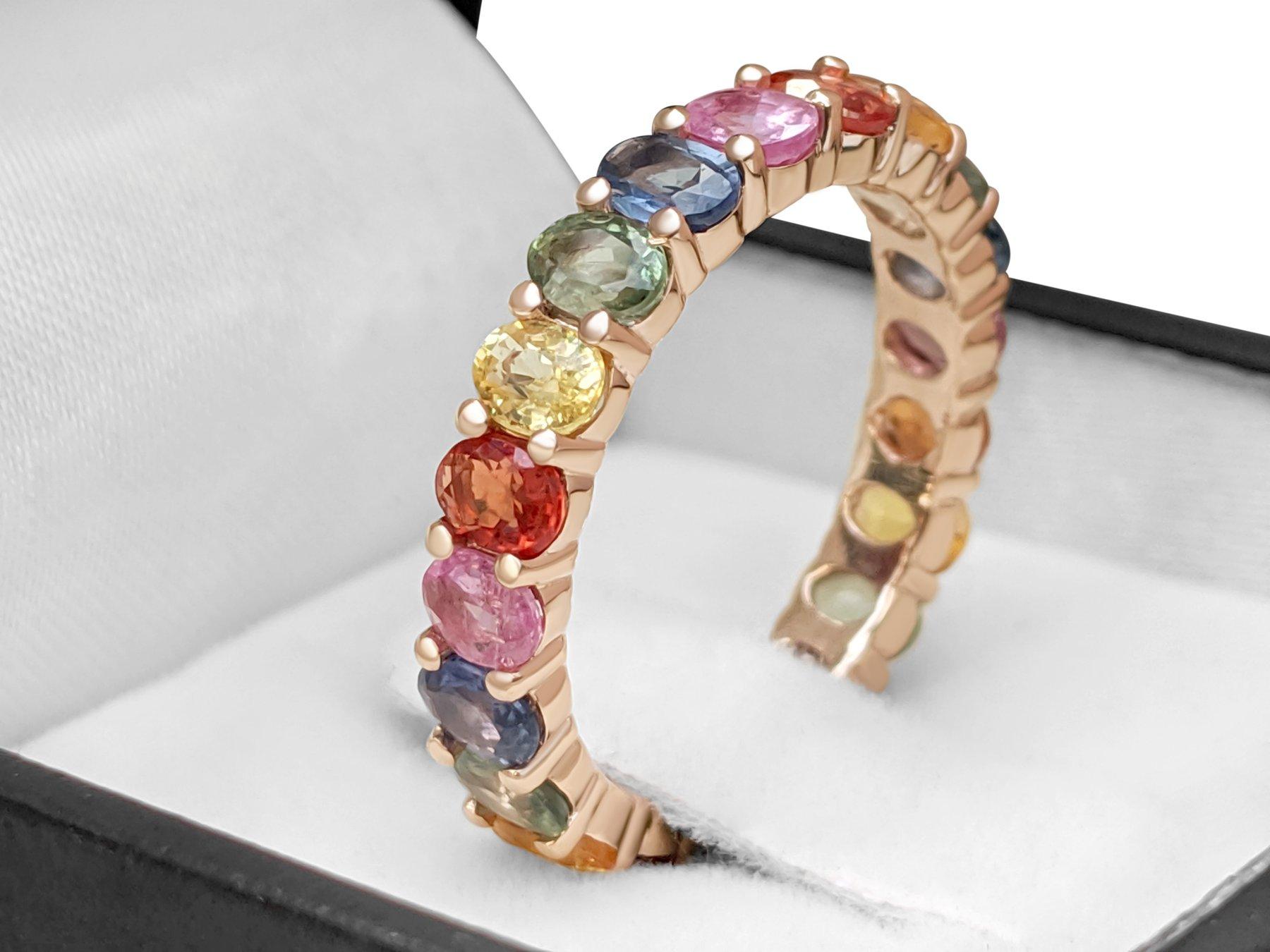 Women's NO RESERVE! 4.65 Carat Natural Sapphire Eternity Band - 14 kt. Pink gold - Ring