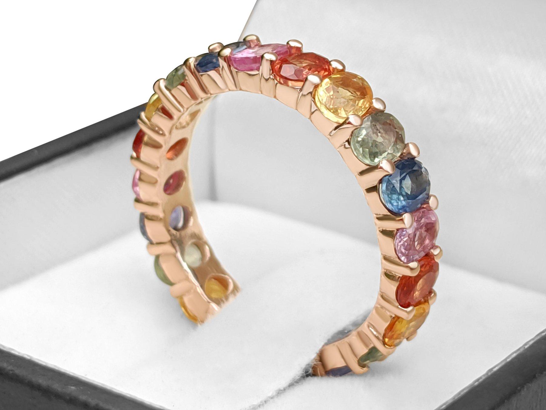 NO RESERVE! 4.65 Carat Natural Sapphire Eternity Band - 14 kt. Pink gold - Ring 1