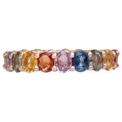 NO RESERVE! 4.65 Carat Natural Sapphire Eternity Band - 14 kt. Pink gold - Ring