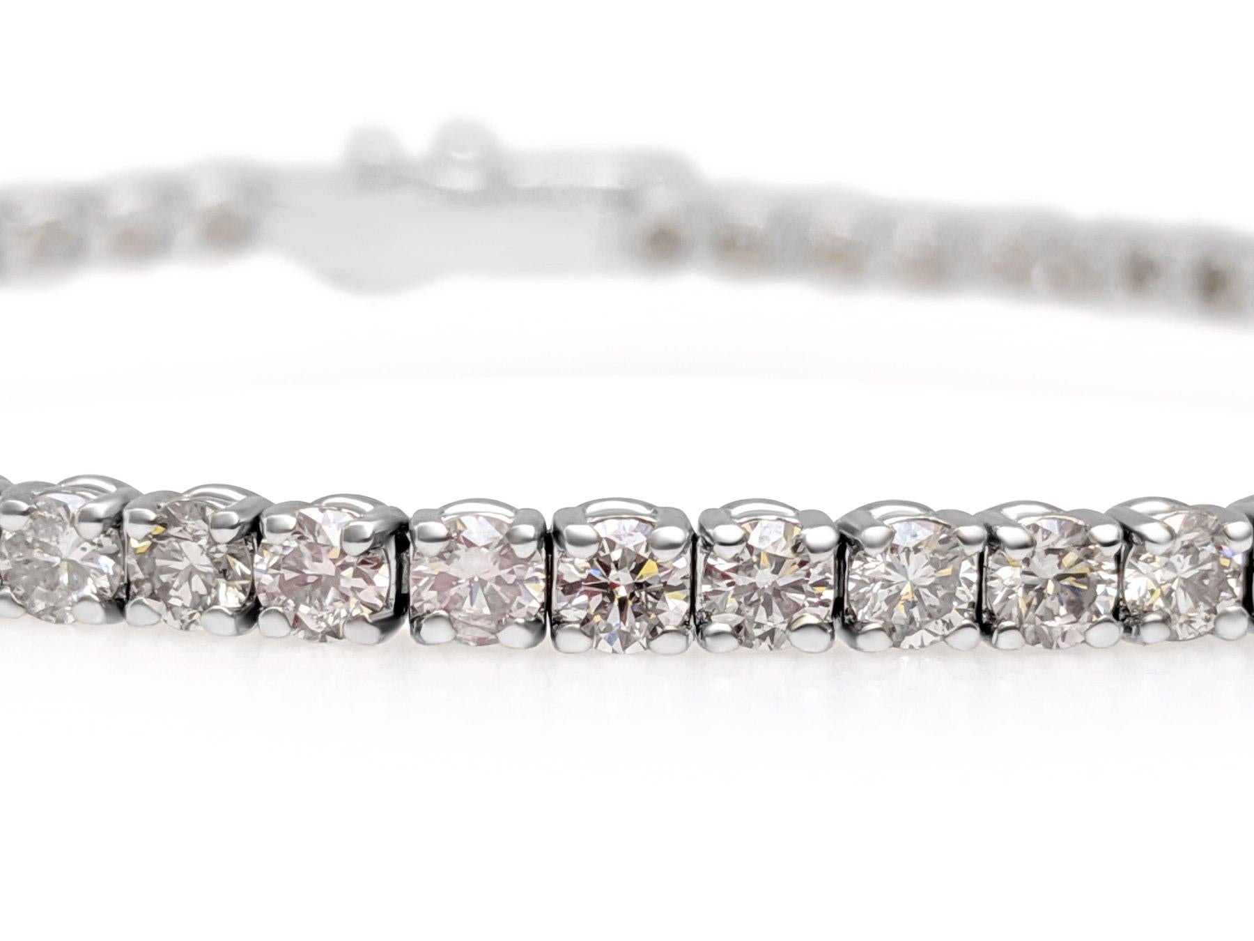 Art Déco NESSUNA RISERVA! - Bracciale Tennis in oro bianco 14K con diamanti rosa da 4.70 carati in vendita