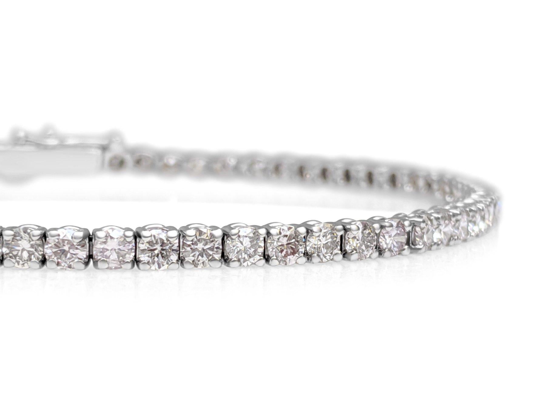 NESSUNA RISERVA! - Bracciale Tennis in oro bianco 14K con diamanti rosa da 4.70 carati In condizioni Nuovo in vendita a Ramat Gan, IL