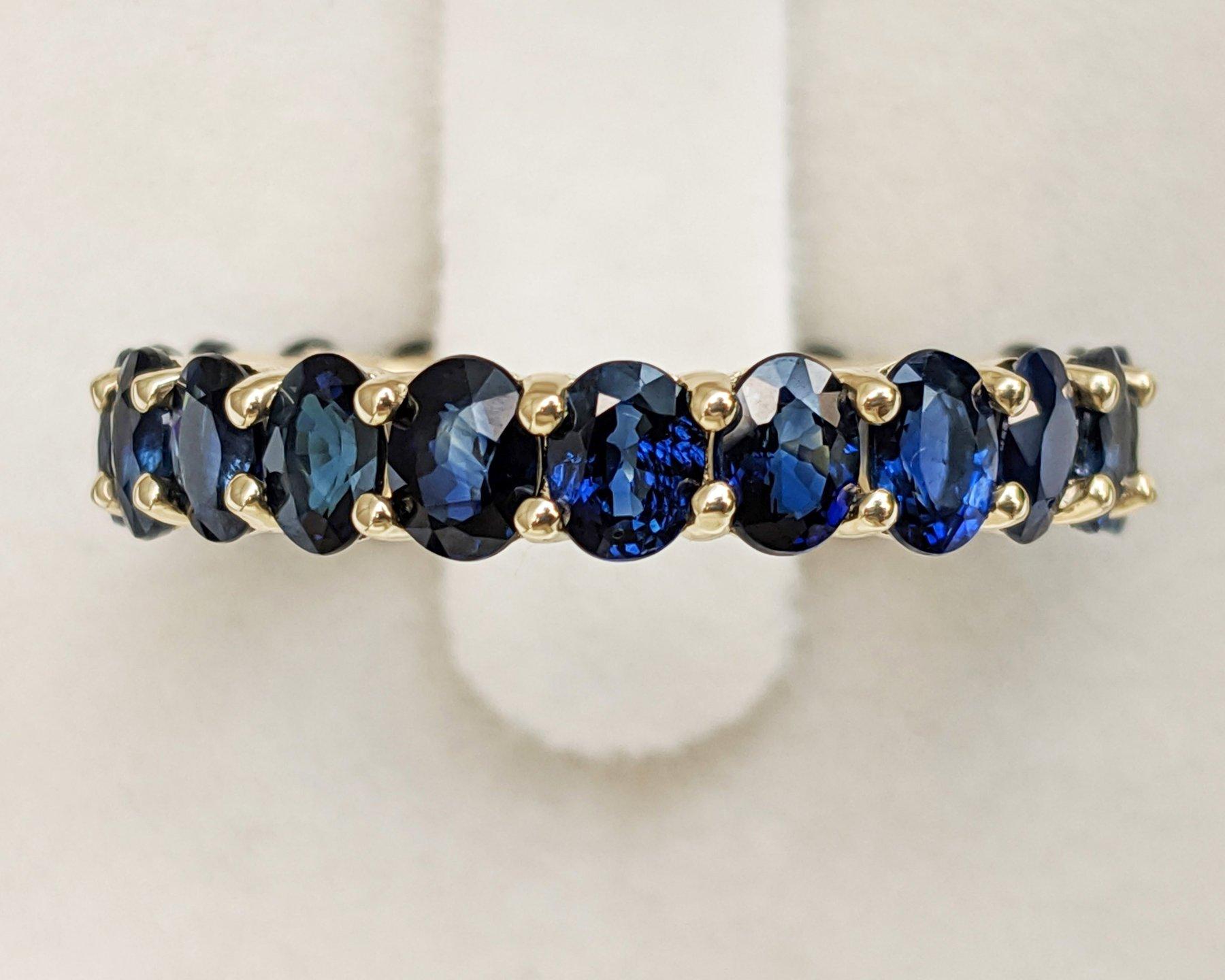 Women's NO RESERVE! 5.22Ct Sapphire Eternity Band - Sapphire - 14kt Yellow gold - Ring For Sale