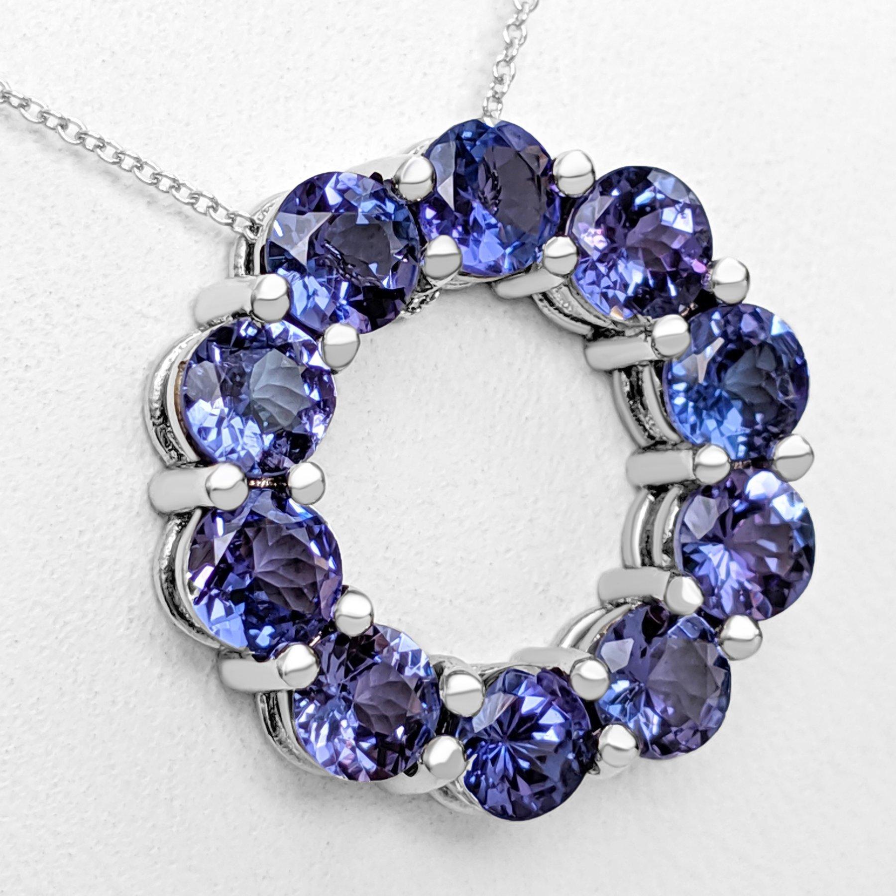 $1 NO RESERVE!   5.23cttw Tanzanite, 14K White Gold Necklace With Pendant In New Condition For Sale In Ramat Gan, IL