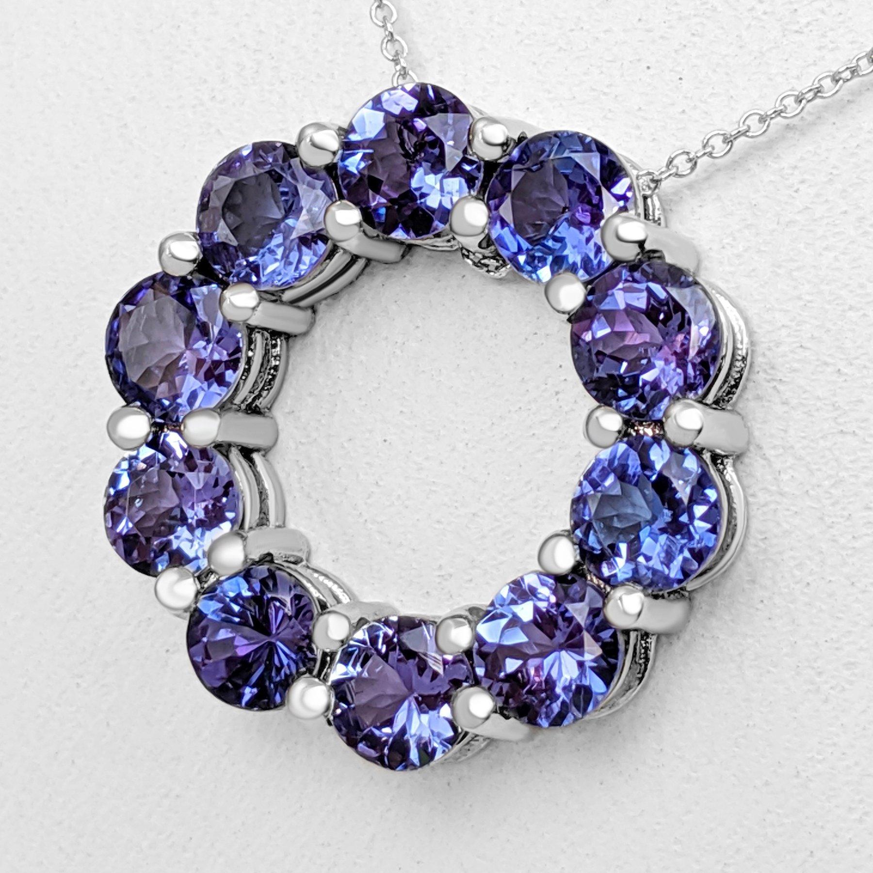 $1 NO RESERVE!   5.23cttw Tanzanite, 14K White Gold Necklace With Pendant 1