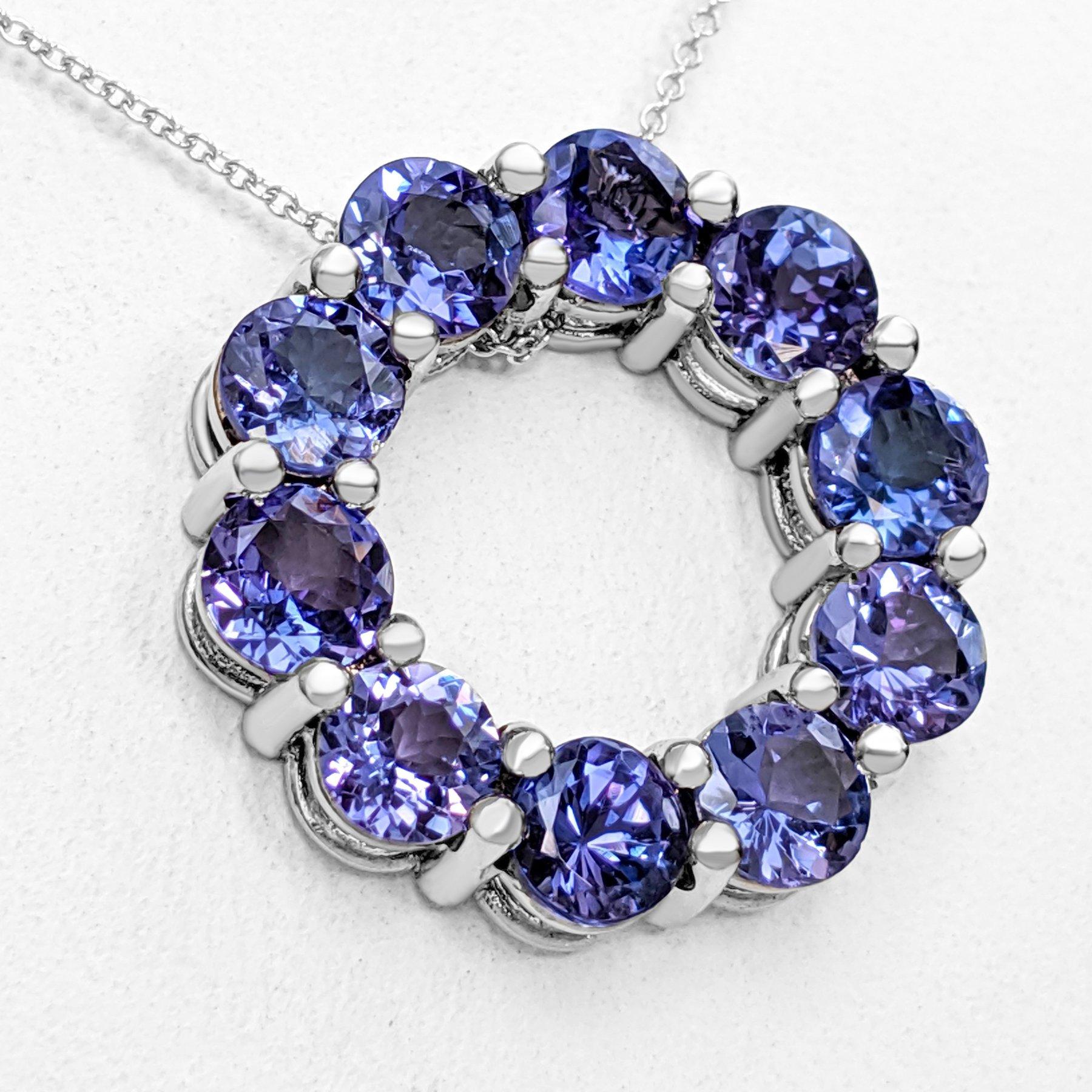 $1 NO RESERVE!   5.23cttw Tanzanite, 14K White Gold Necklace With Pendant For Sale 2