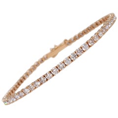 NO RESERVE! - 5.41Ct Pink Diamonds Tennis 14K Rose Gold Bracelet