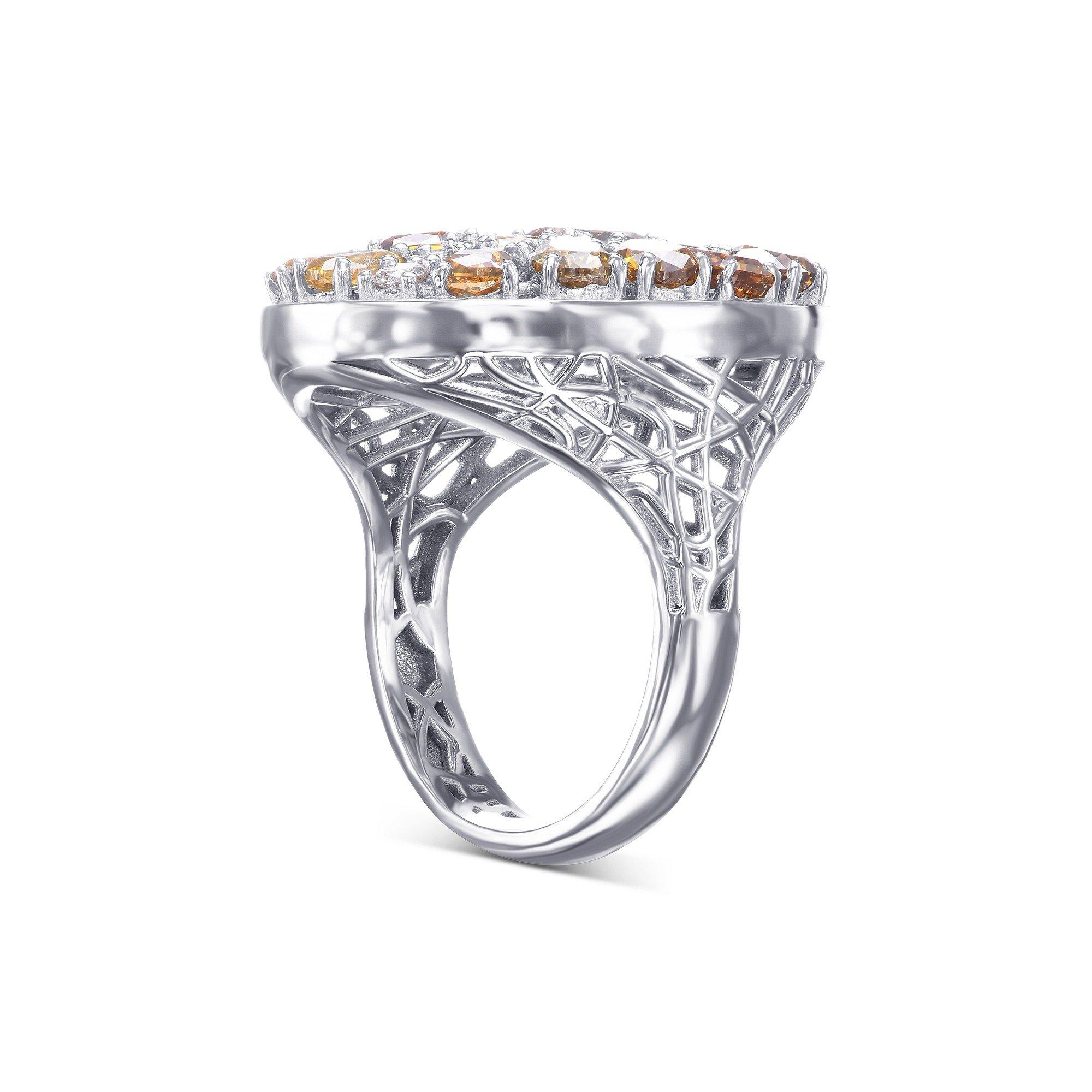 Art Deco NO RESERVE!  -  5.43 Carat Fancy Diamond Dome - 14 kt. White gold - Ring