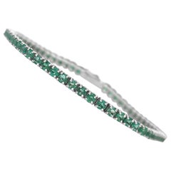 NO RESERVE - 5.47 Carat Natural Emerald Riviera 14 Karat White Gold Bracelet NO RESERVE - 5.47 Carat Natural Emerald Riviera 14 Karat White Gold Bracelet