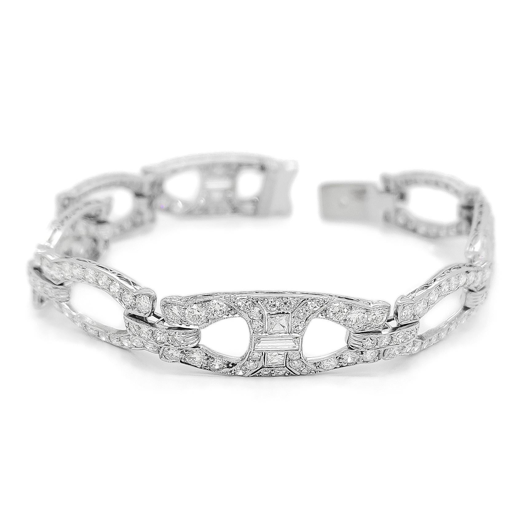 5,88 quilates de diamantes redondos naturales VVS - VS D-E Pulsera de oro de 18k Corte redondo