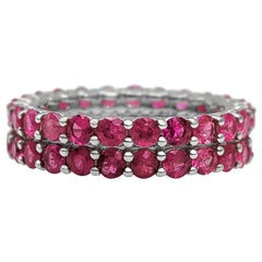 NO RESERVE! 6,01 Karat Burma Rubin Doppel-Eternity-Ring - 14K Weißgold