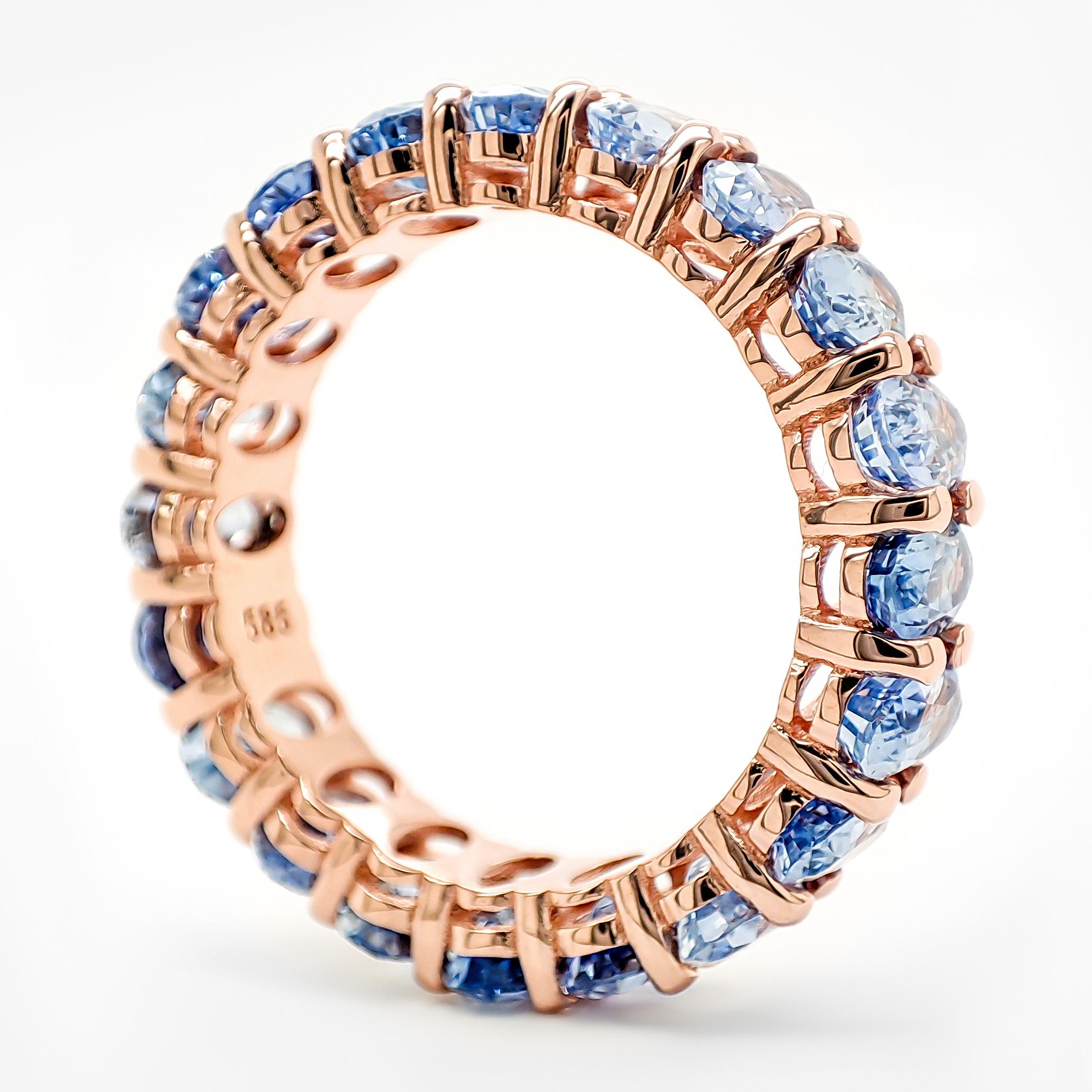 Anillo de eternidad de tanzanita natural de 6,03 quilates y oro rosa de 14 quilates Art Decó en venta