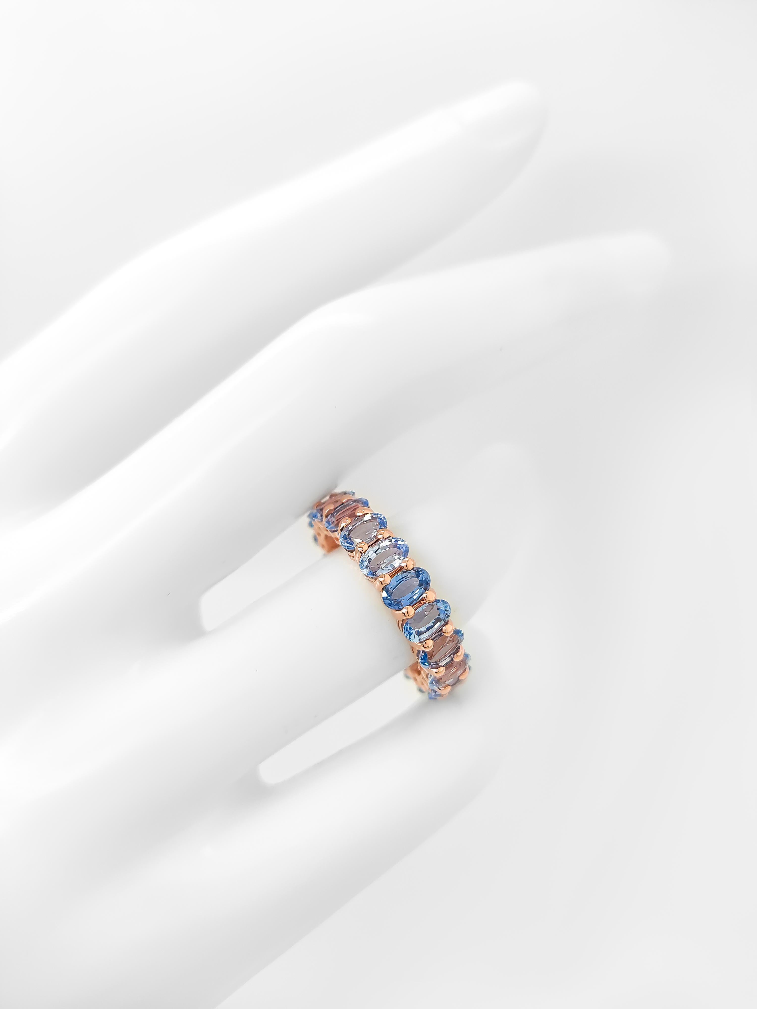 Anillo de eternidad de tanzanita natural de 6,03 quilates y oro rosa de 14 quilates en Nuevo estado para la venta en Ramat Gan, IL