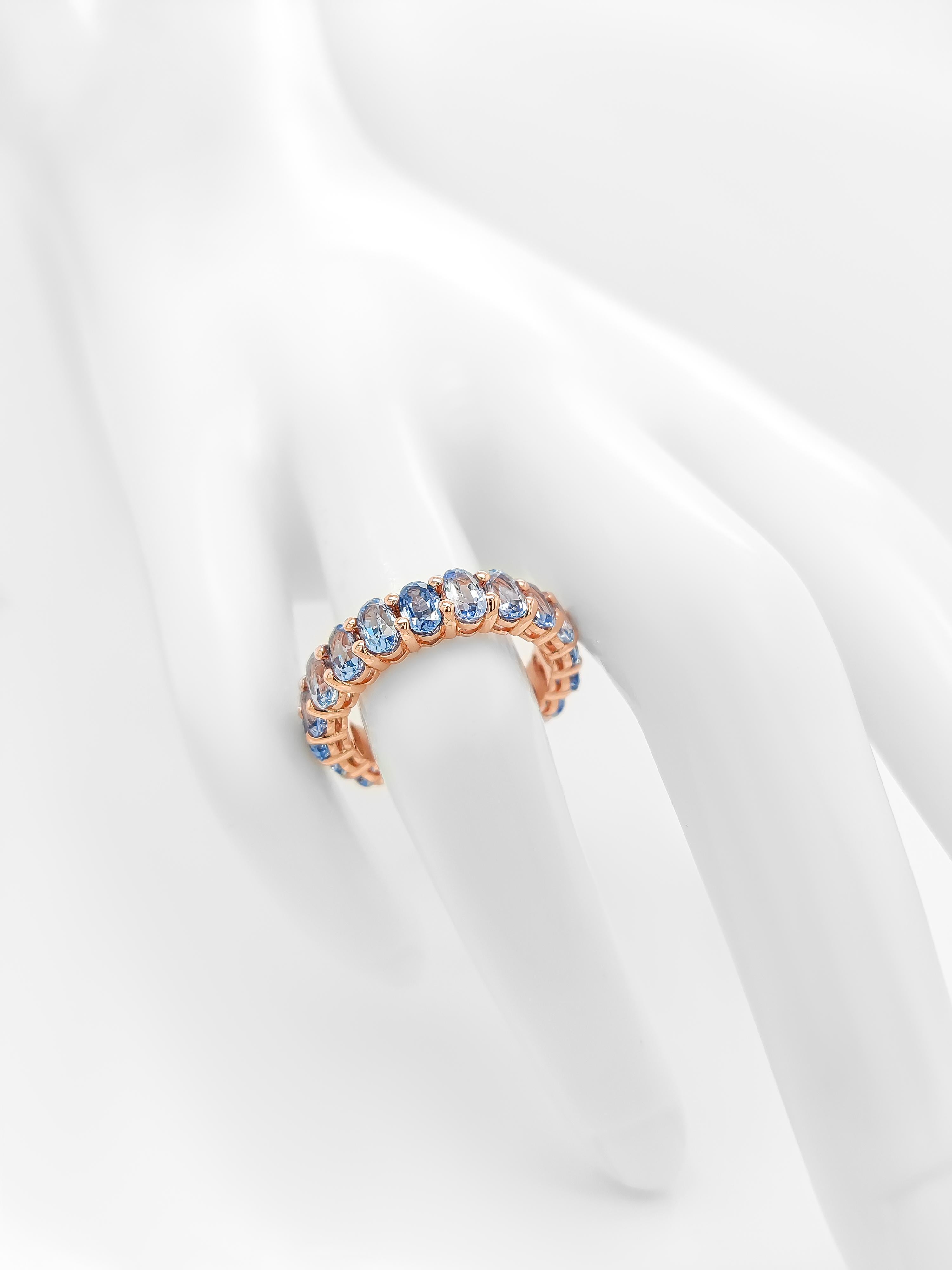 De las mujeres Anillo de eternidad de tanzanita natural de 6,03 quilates y oro rosa de 14 quilates en venta