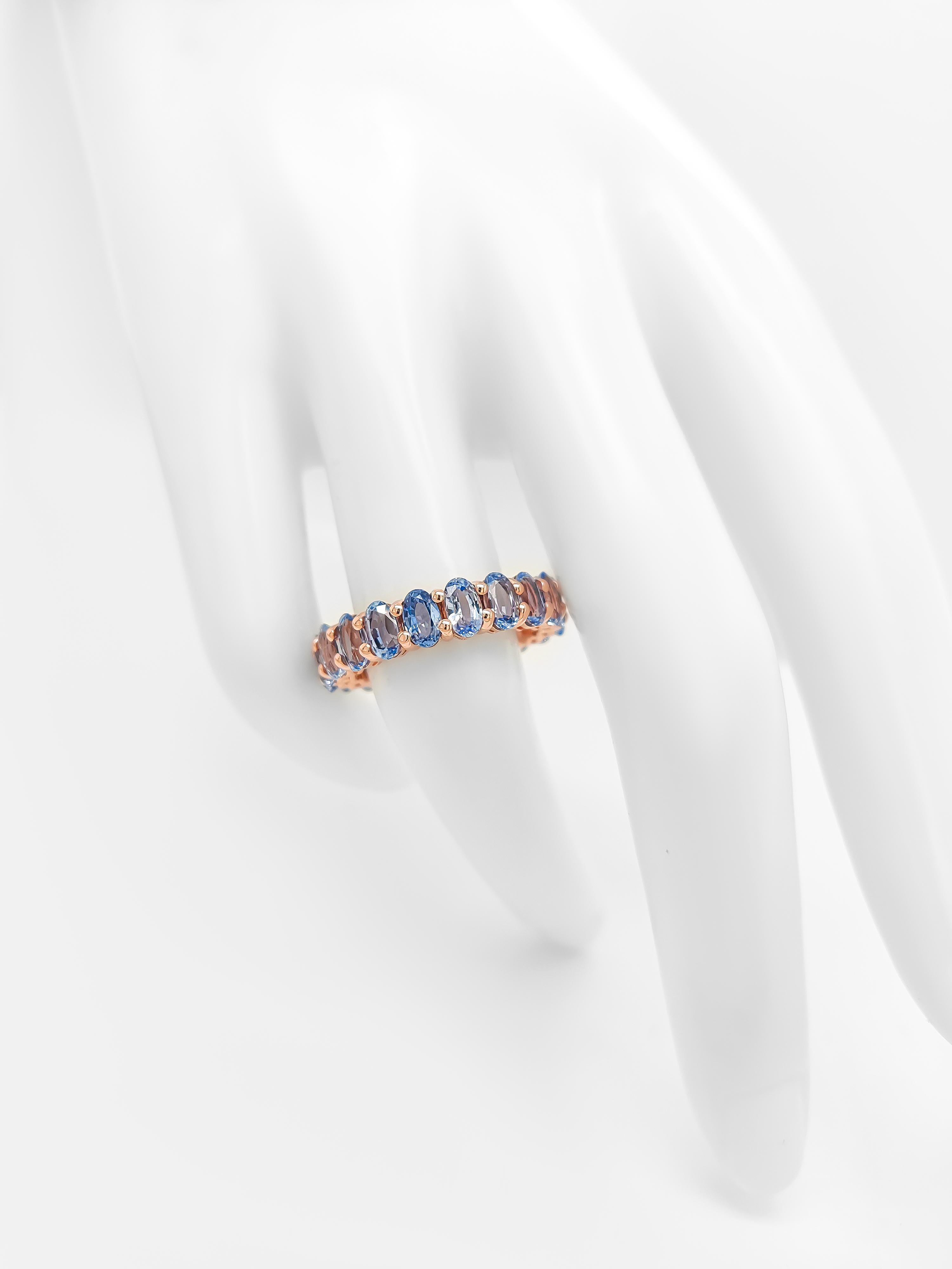Anillo de eternidad de tanzanita natural de 6,03 quilates y oro rosa de 14 quilates en venta 1