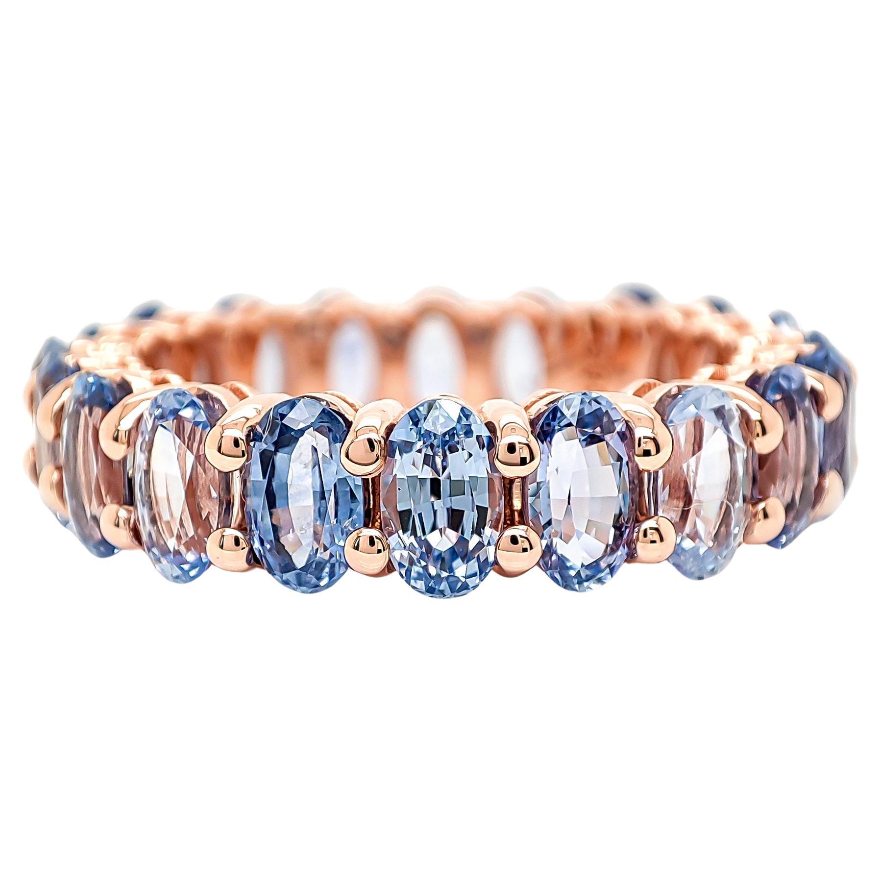 Anillo de eternidad de tanzanita natural de 6,03 quilates y oro rosa de 14 quilates en venta