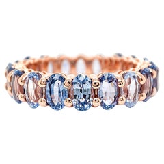 6,03 Karat natürlicher Tansanit Eternity-Ring 14K Roségold