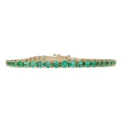 NO RESERVE! 6.23Ct Emerald Tennis Riviera - 14kt Yellow gold - Bracelet