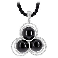 NO RESERVE - 64.25ctw Diamond & Quartz 18K White Gold Pendant Neckalce